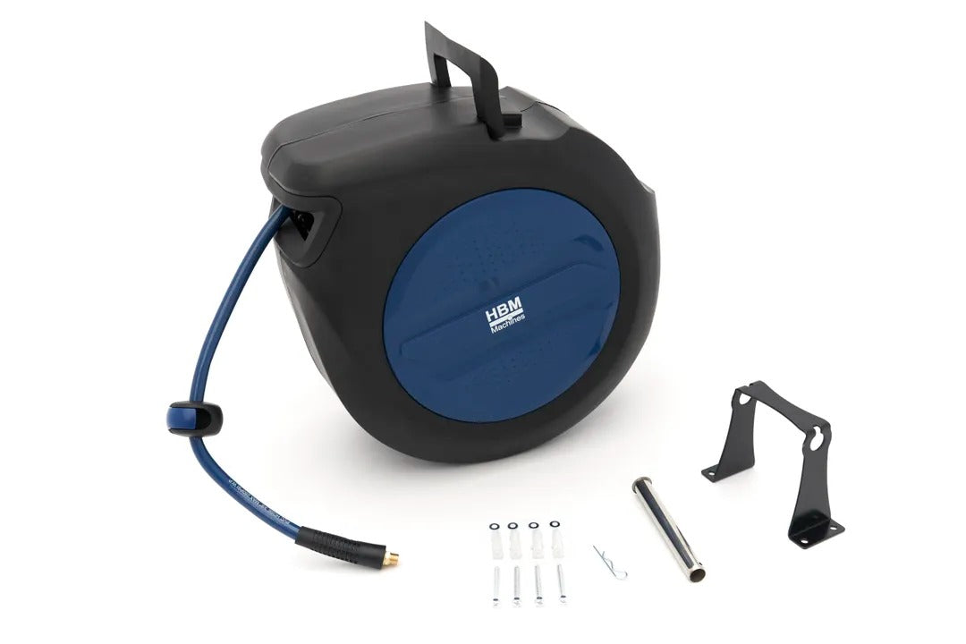 Макара с маркуч 30 м със заключване и автоматично прибиране, въртящ се държач 180° HBM