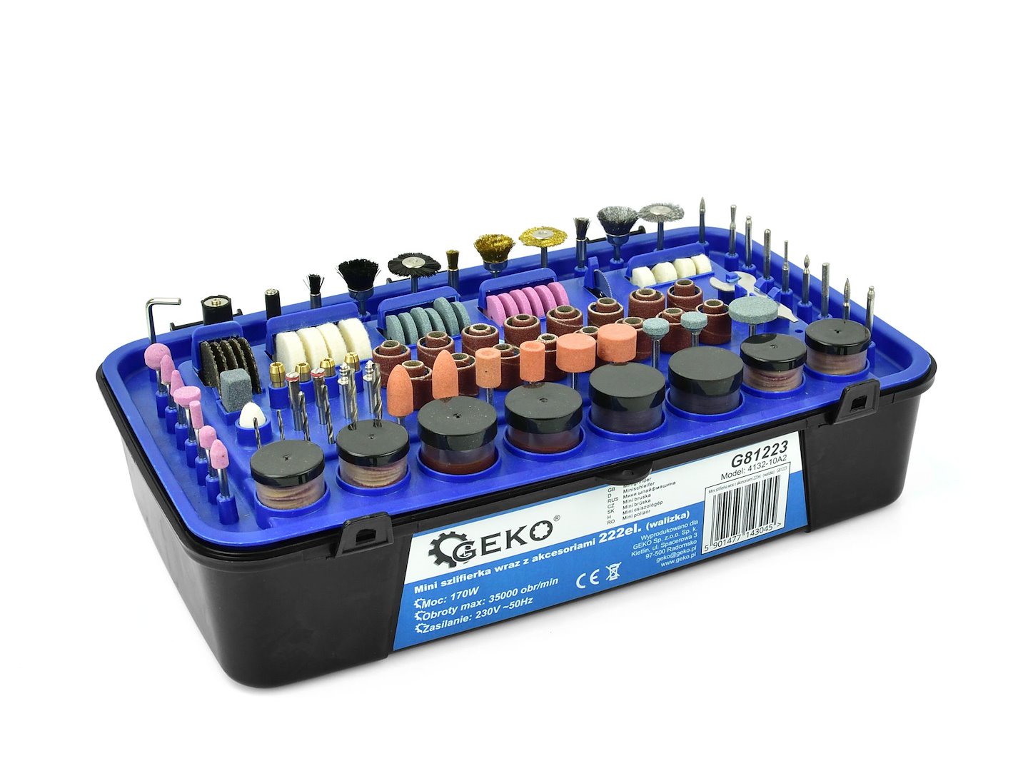 Комплект мини шлифовъчна машина с аксесоари 222 части 220V GEKO