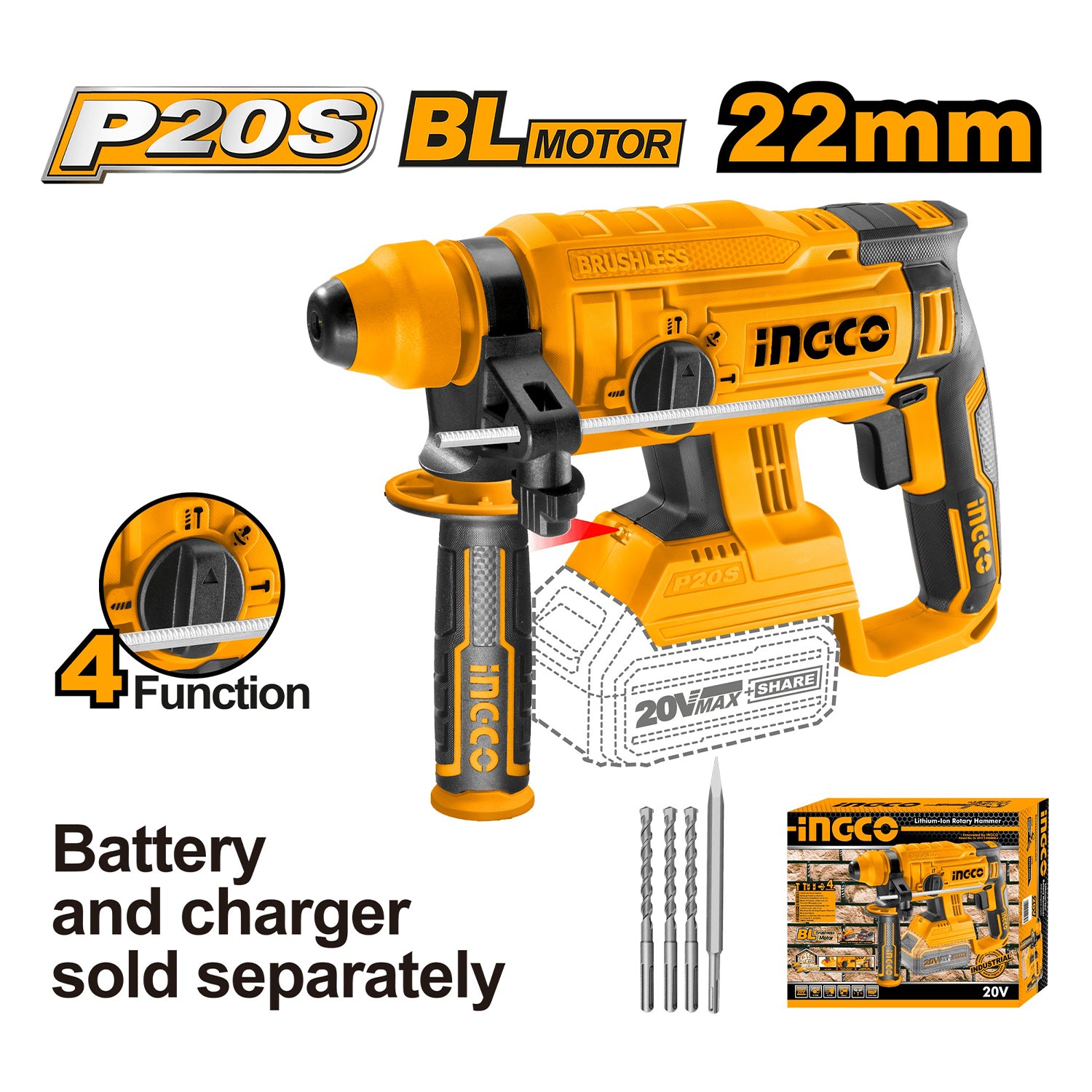 Индустриален къртач с безчетков двигател 20V