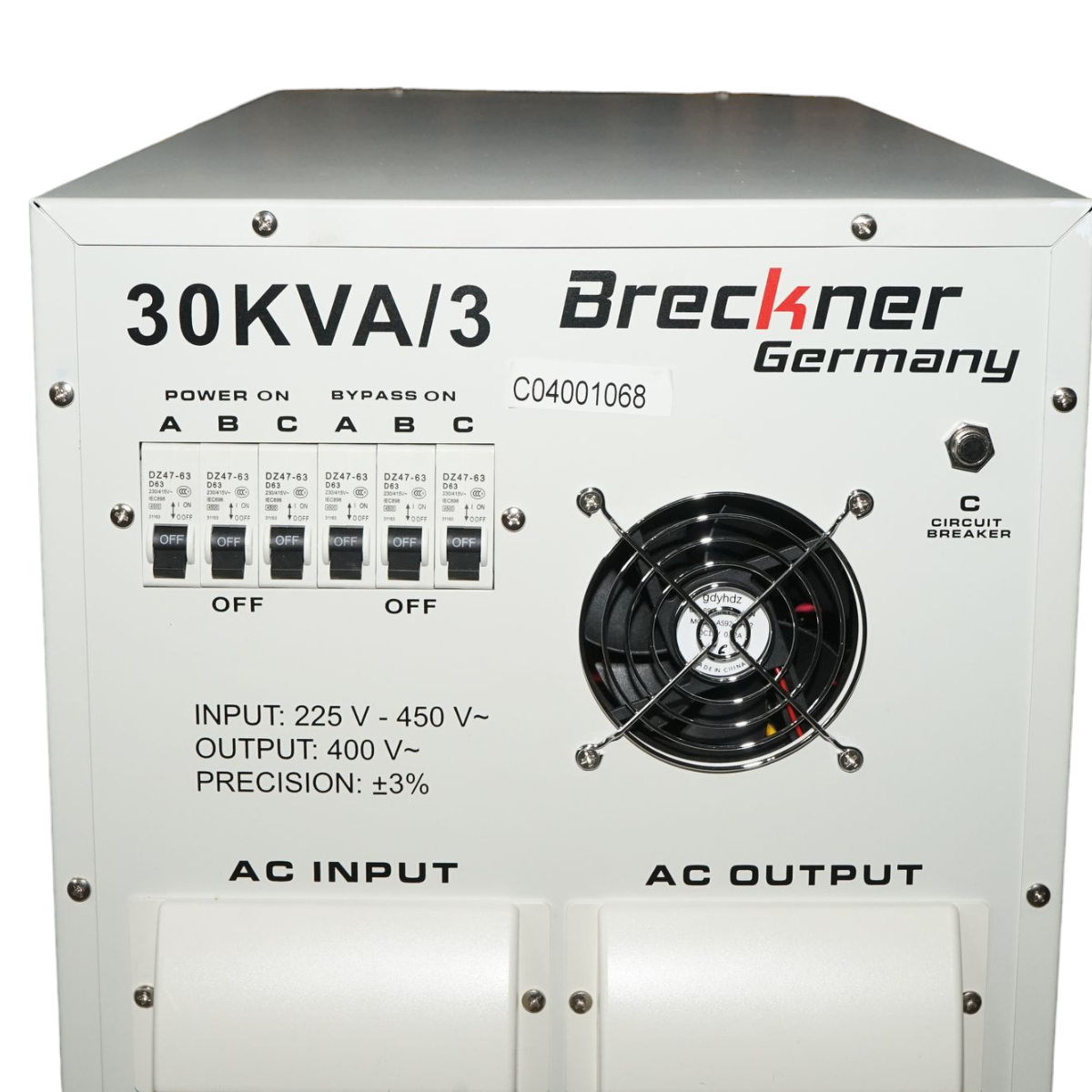 Автоматичен стабилизатор на напрежение 30KVA, 24KW трифазен със сервомотор Breckner Germany