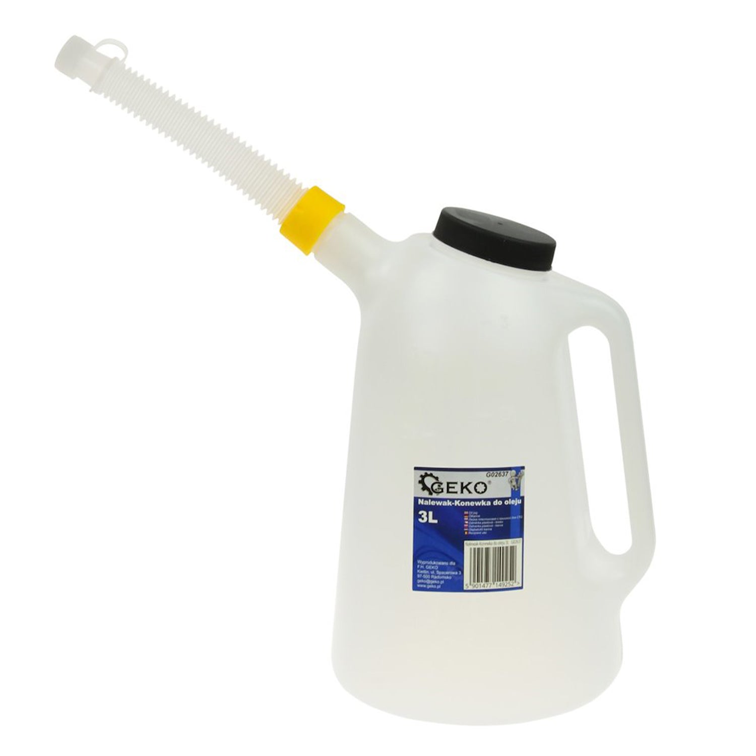 Съд с капак и гъвкав маркуч за масло и антифриз, 3 л - GEKO