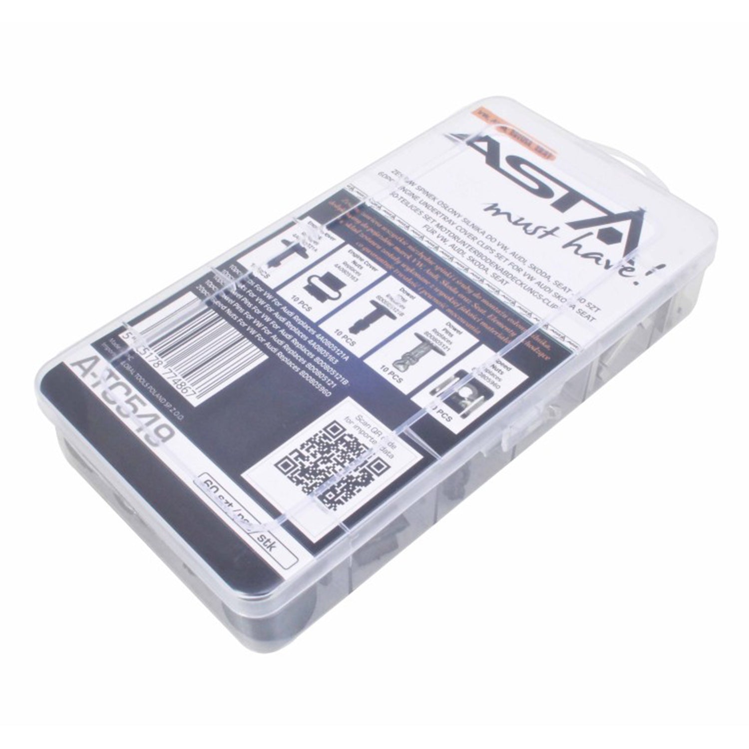 Комплект винтове и скоби за закрепване на предпазен щит на двигателя VAG 60 части