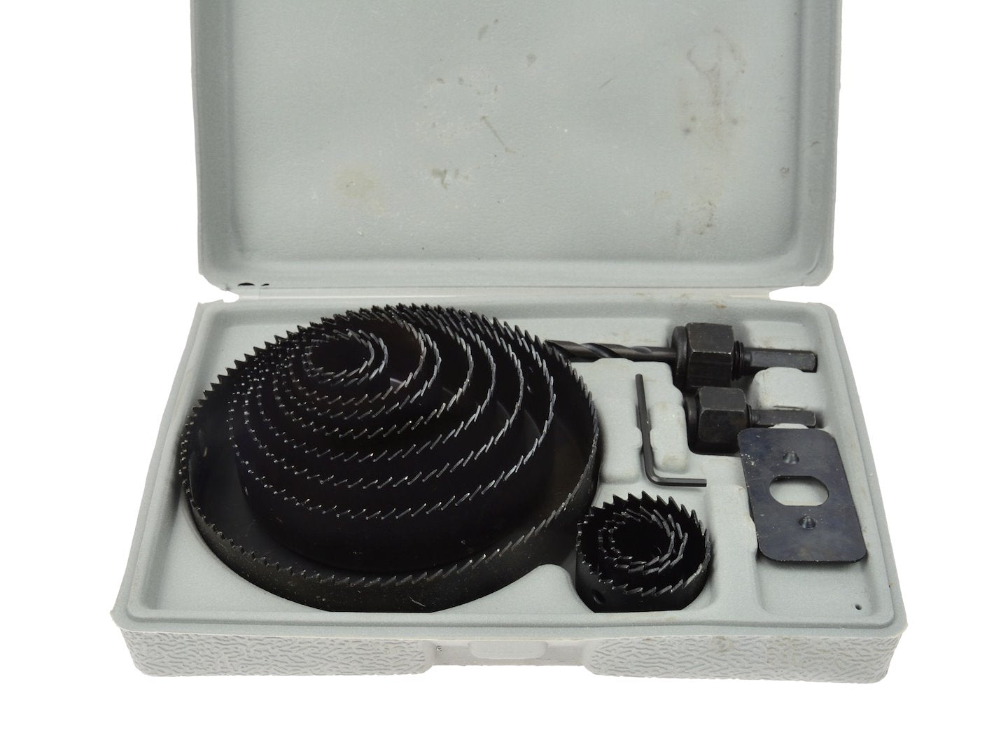 Комплект 16 броя боркорони за пробиване, циркулярни фрези за дърво и гипсокартон, 19–127 мм