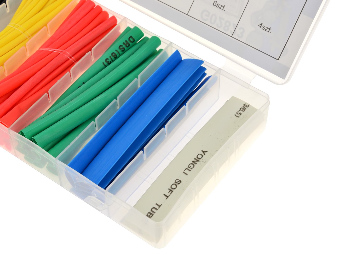 Комплект 100 термосвиваеми тръби за кабели, цветни - 6 размера - GEKO