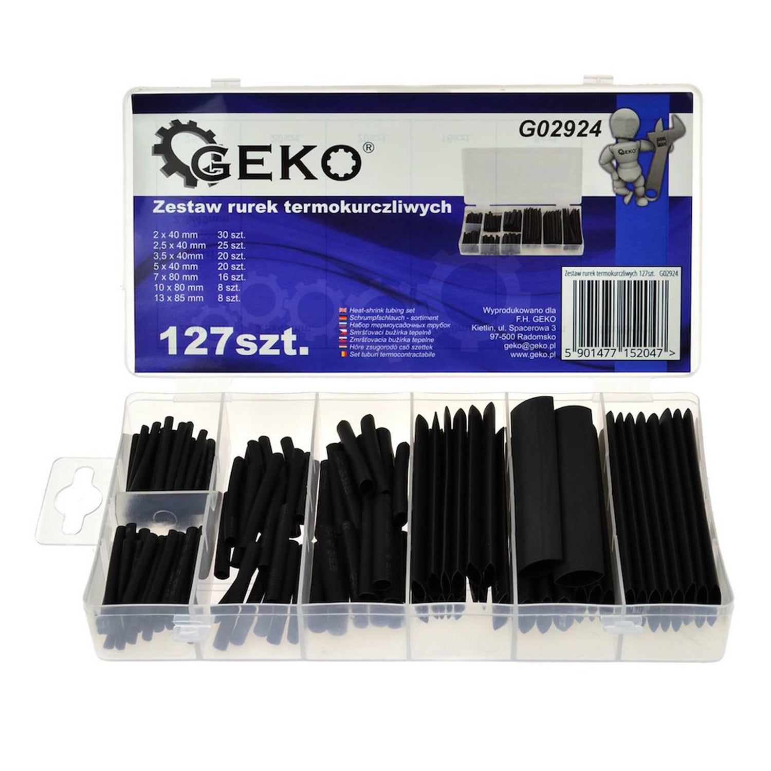 Комплект 127 термосвиваеми тръби за кабели - 7 размера - GEKO