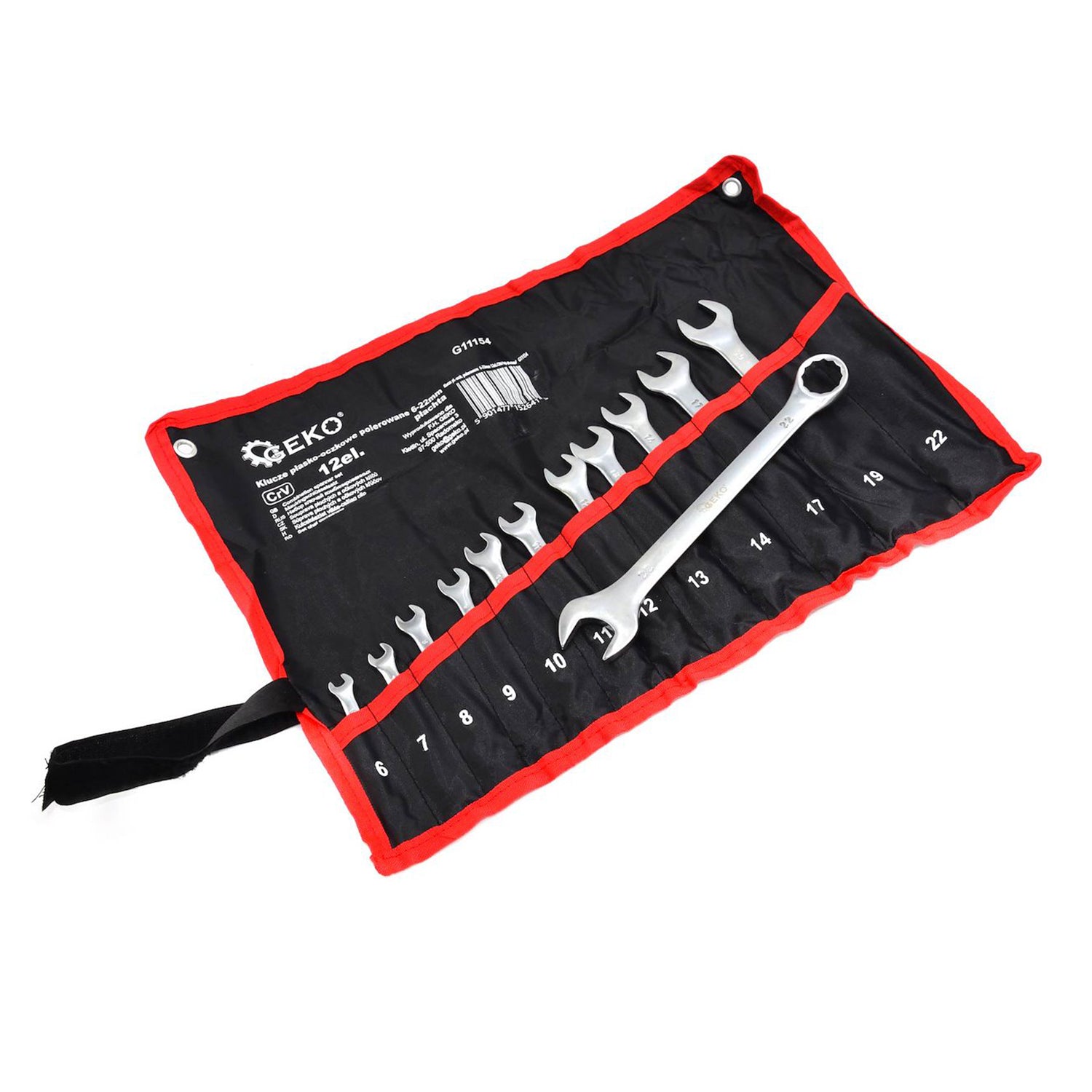 Комплект 12 фиксирани комбинирани гаечни ключове CrV 6-22 мм - GEKO