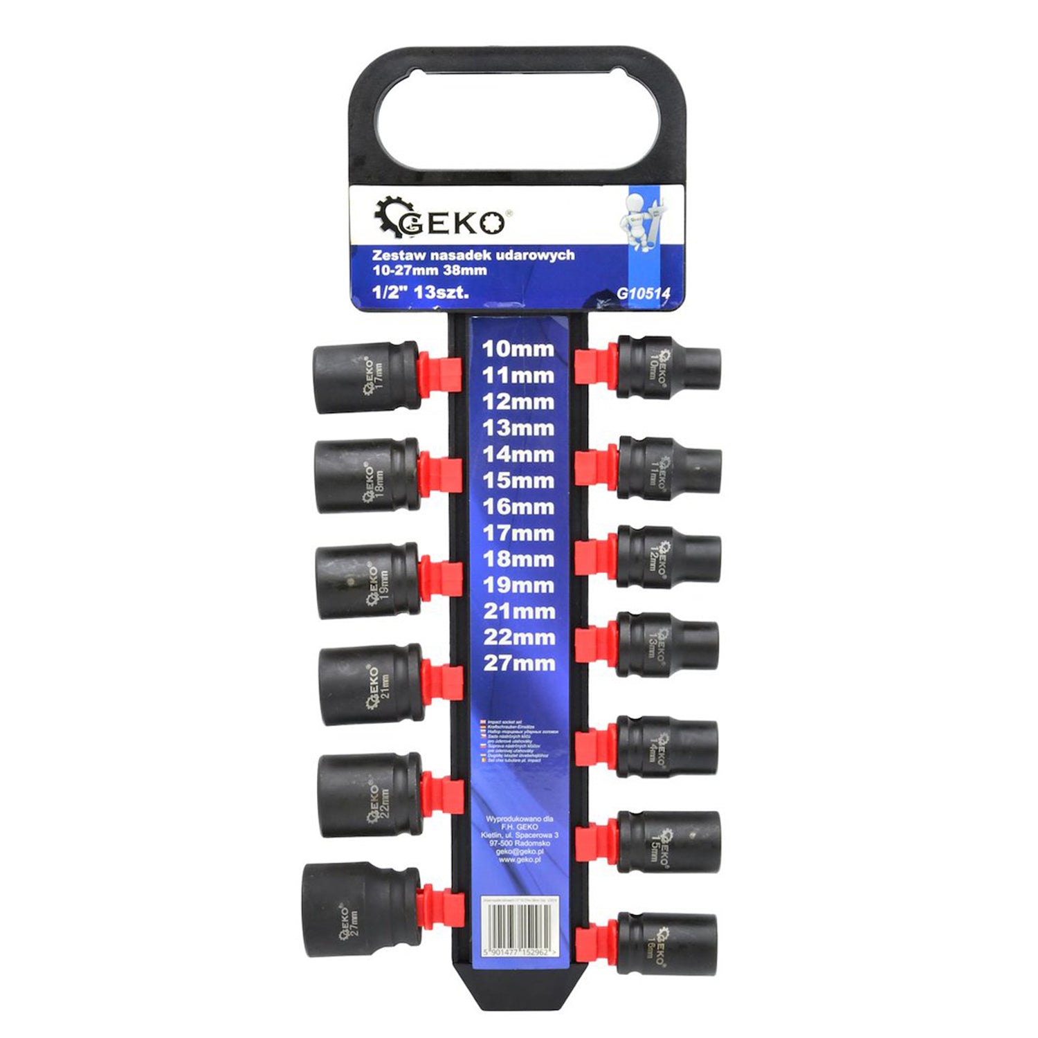 Комплект ударни вложки 1/2" 10-27 мм 13 бр. GEKO