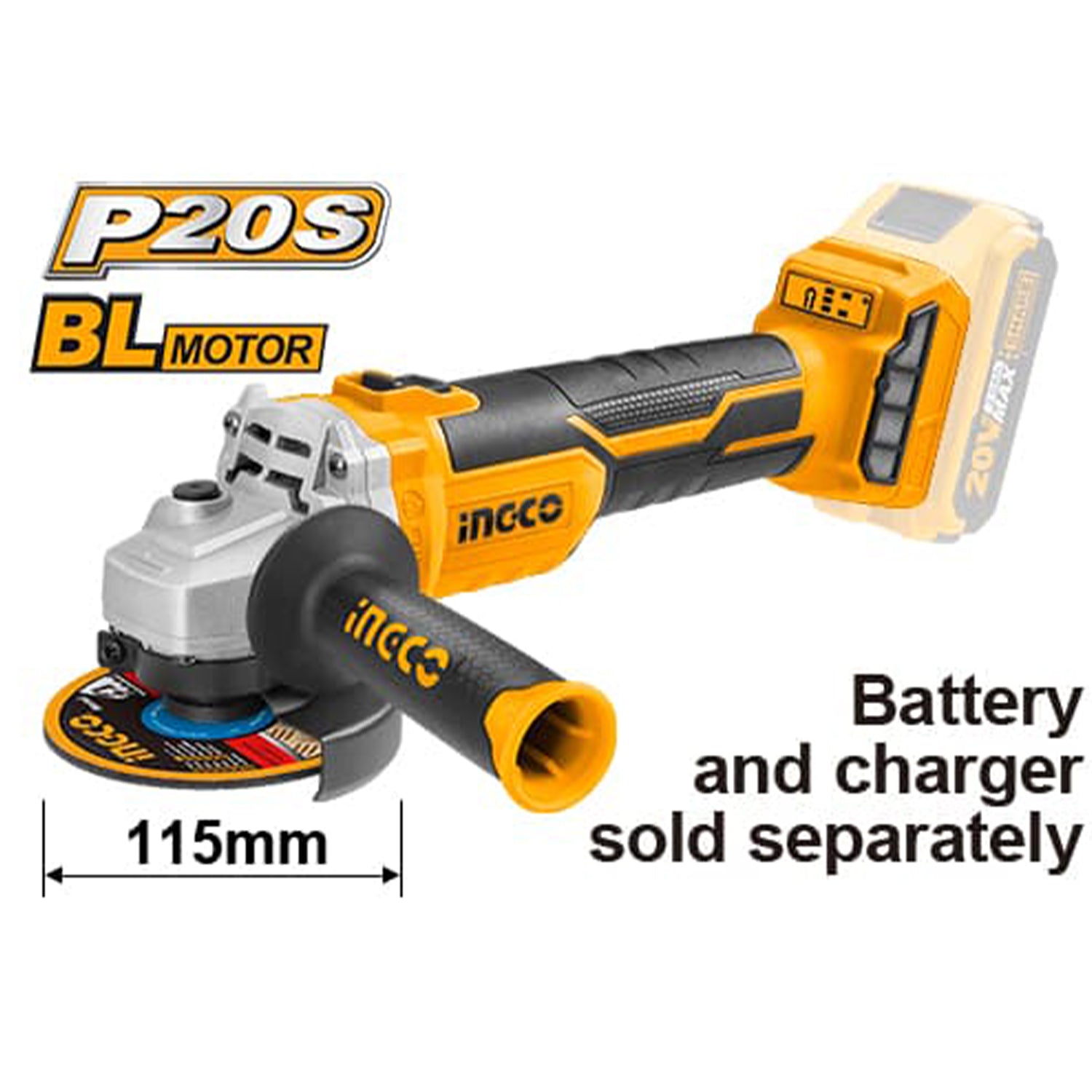 Ъглошлайф с безчетков двигател 115 мм INGCO