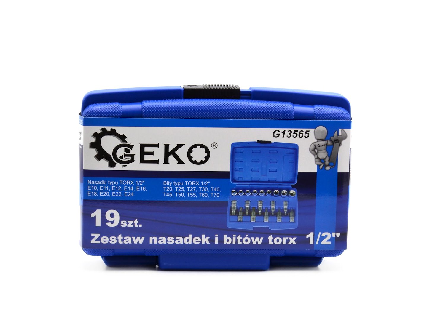 Комплект вложки и битове торкс 19 части 1/2" GEKO