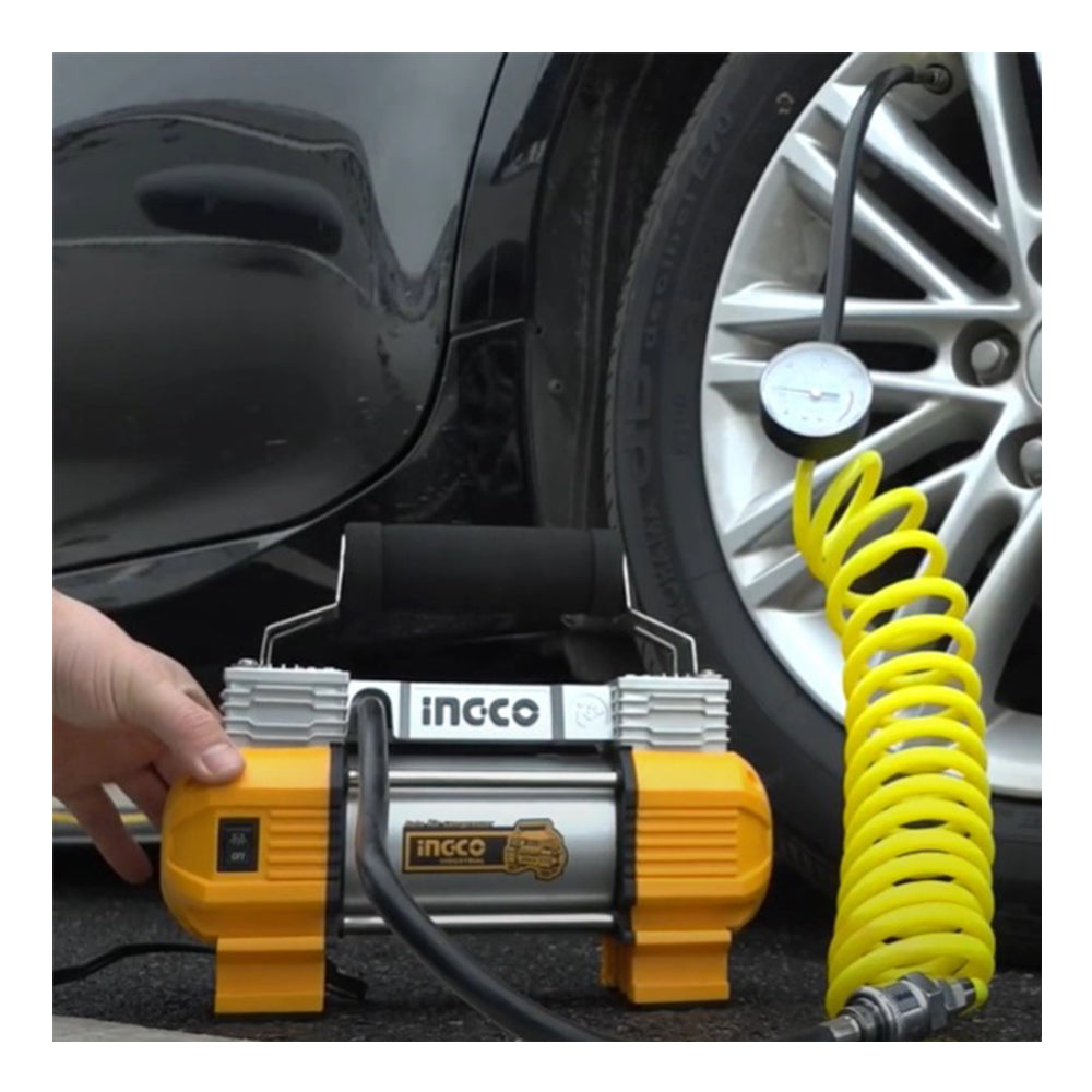 Електрически компресор, автомобилен, подвижен с 2 цилиндъра със захранване 12V INGCO