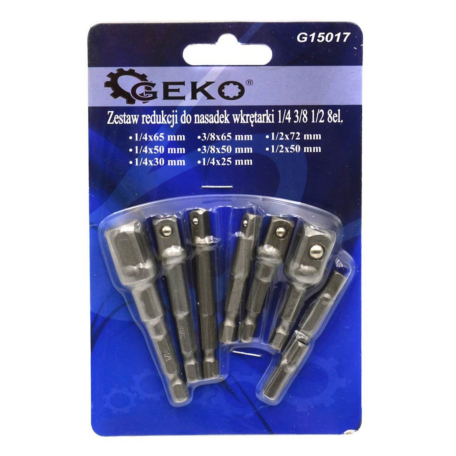 Комплект шестостенни битове адаптери 1/4" 3/8“ 1/2" 8 броя GEKO