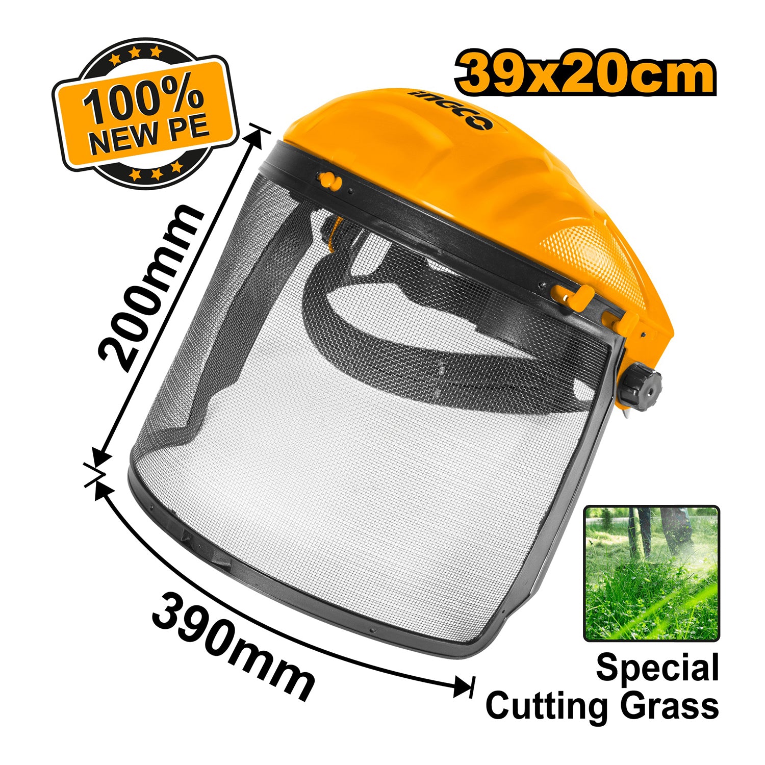 Маска с мрежест визьор 39 x 20 см INGCO