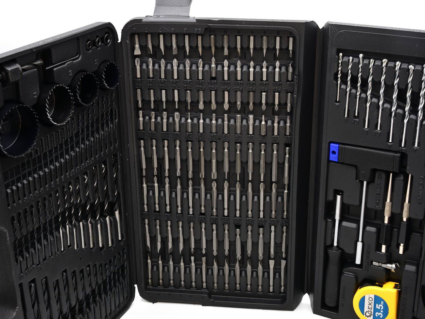 Комплект 217 части свредла, битове, вложки и аксесоари за бормашина и отвертка – метал, дърво, бетон