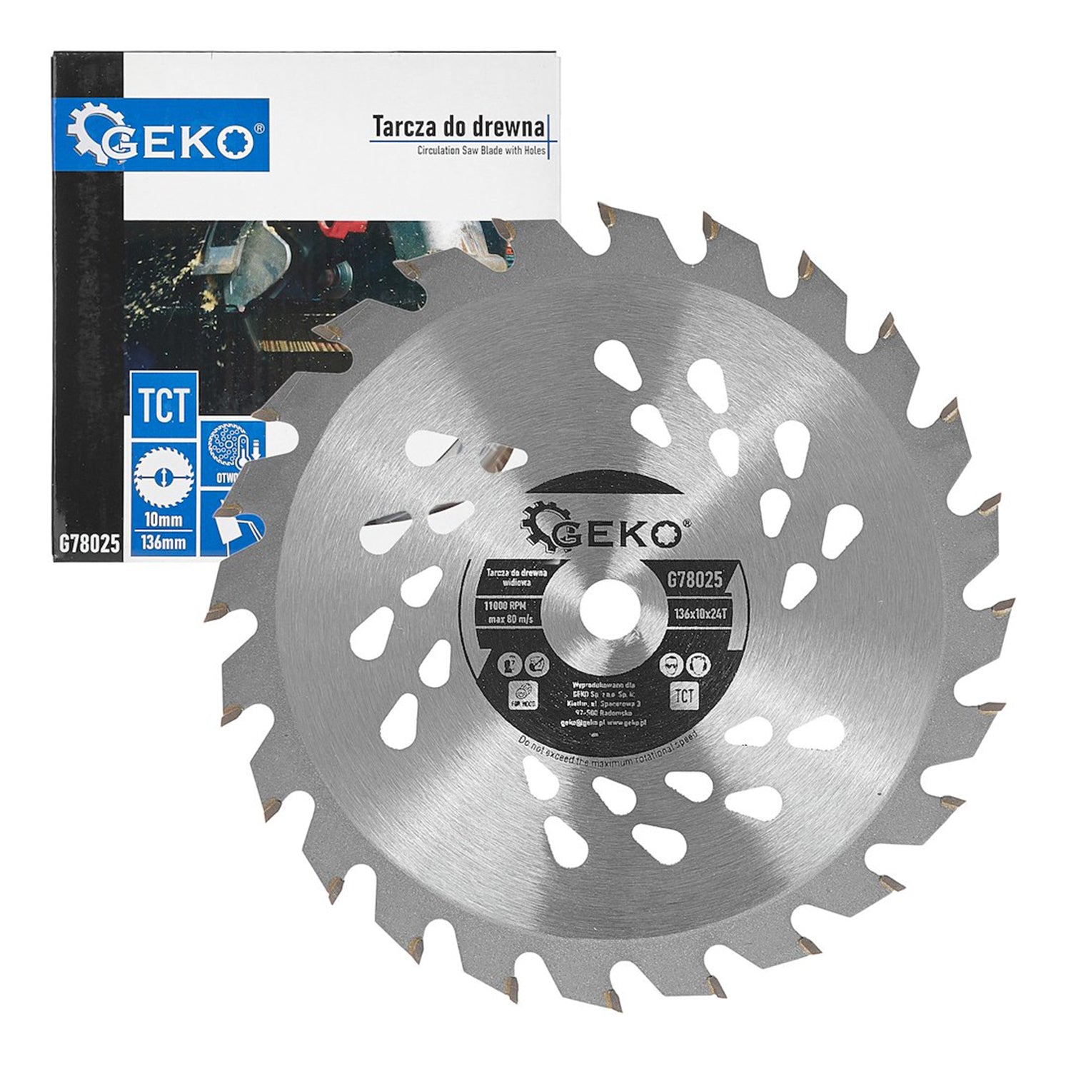 Диск с видия за циркулярен трион, за рязане на дърво 136 мм х 10 мм х 24 т