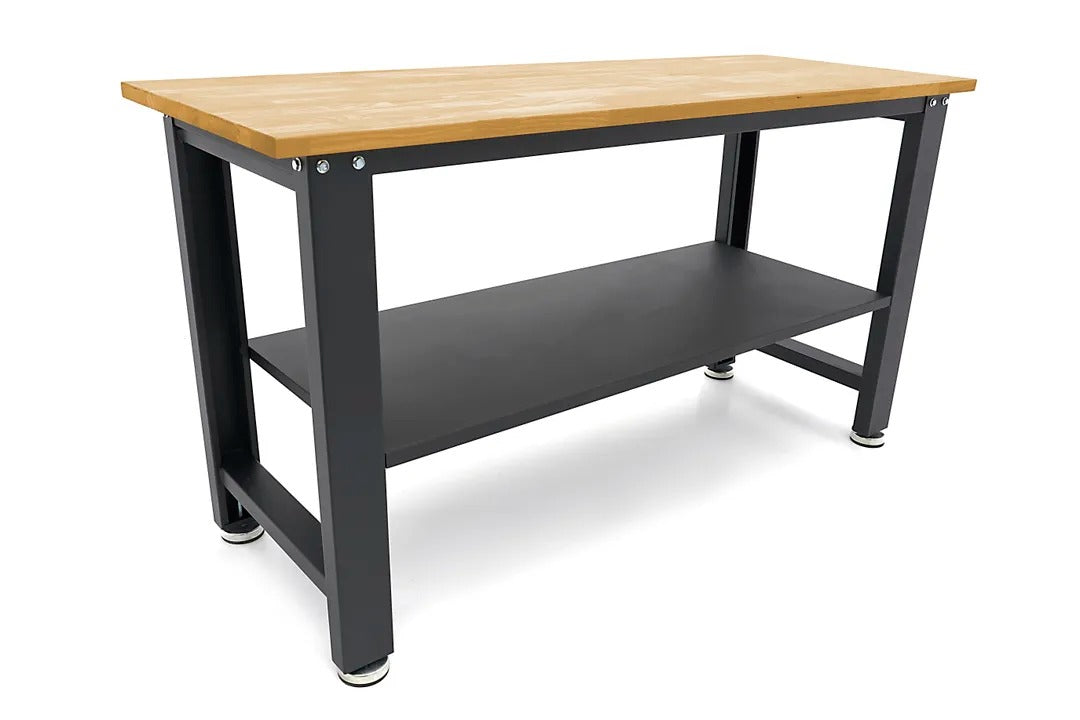 Работна маса с регулируема височина и плот от масивно дърво 160 см HBM