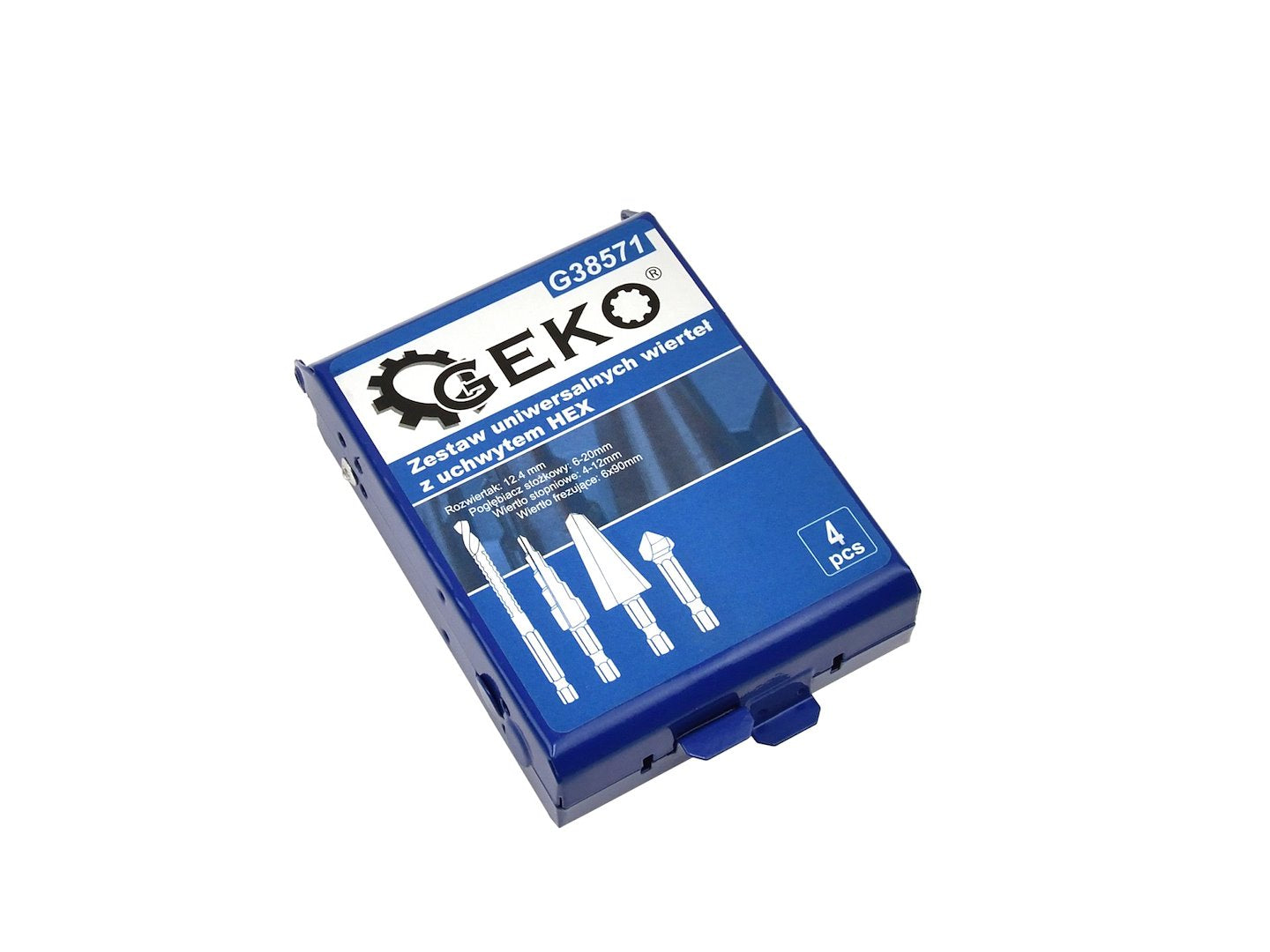 Универсален комплект HSS TiN свредла с шестостенен захват - 4 броя - GEKO