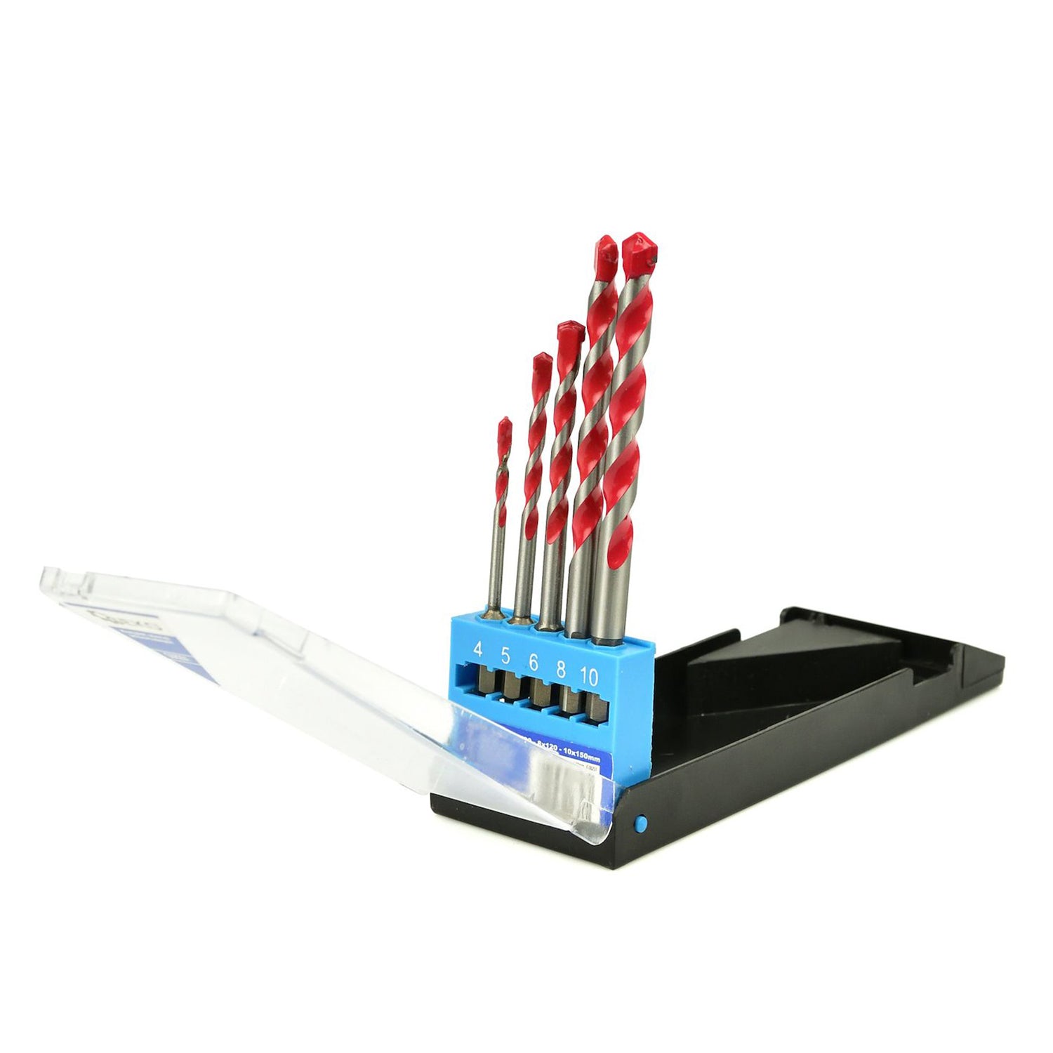 Комплект 5 универсални свредла 4–10 мм, с връх от волфрамов карбид и шестостенен захват