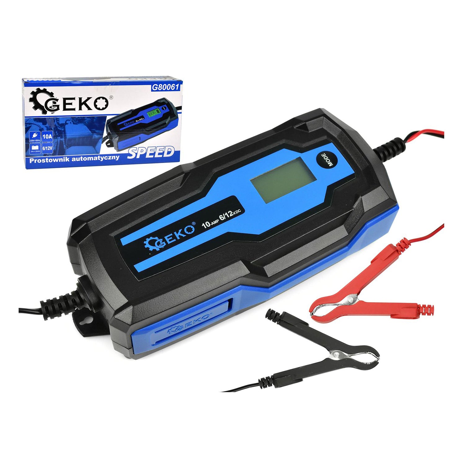 Автоматично зарядно устройство 6/12V 10А LCD за автомобилни акумулатори 4-200Ah