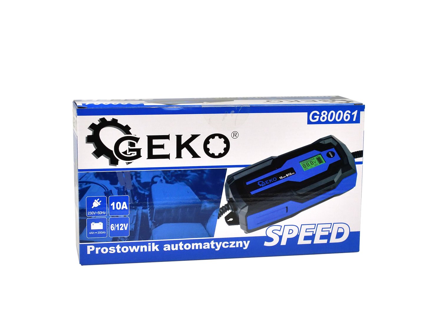 Автоматично зарядно устройство 6/12V 10А LCD за автомобилни акумулатори 4-200Ah