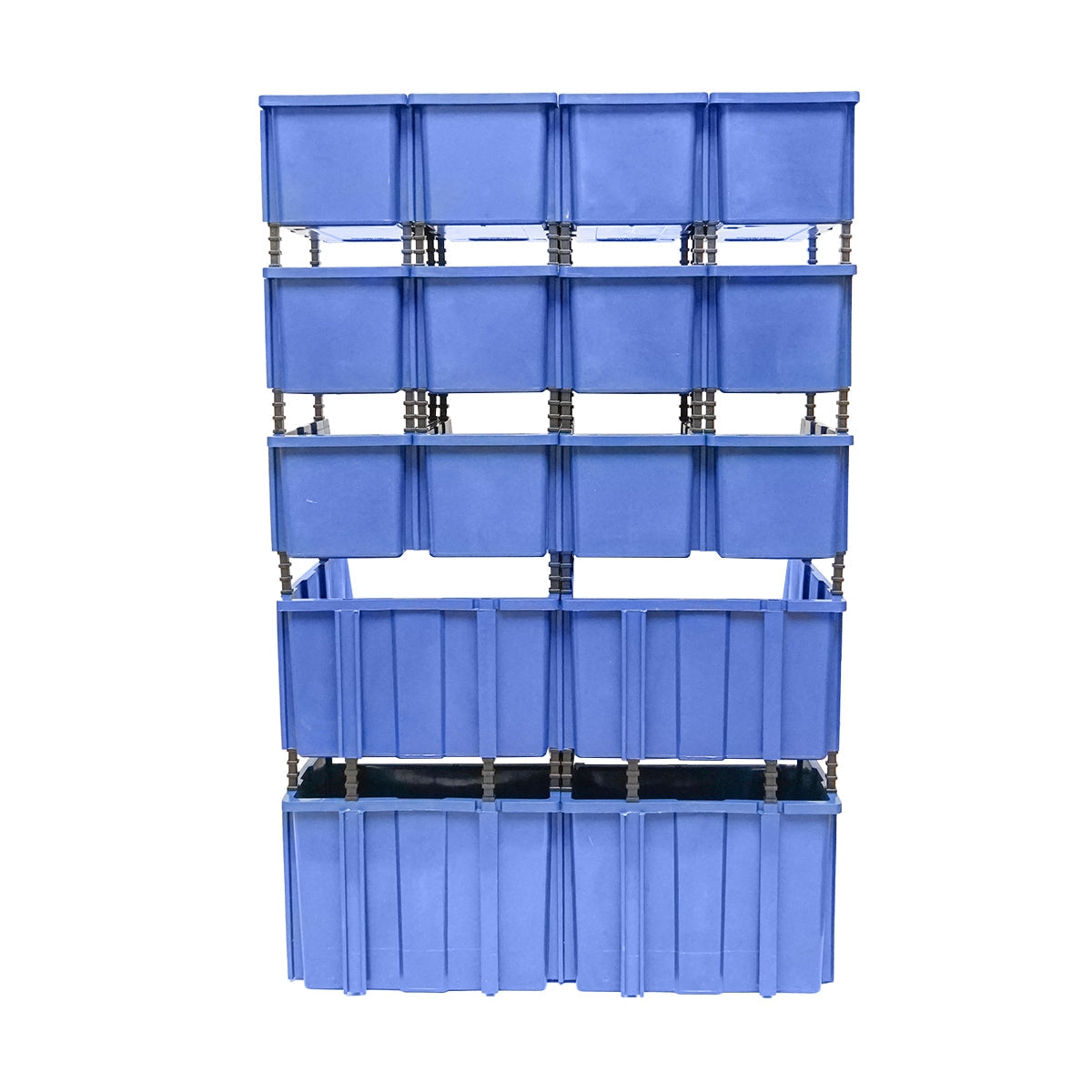 Стойка с 16 кутии за съхранение/организация, синя пластмасова кутия, 680x510x1100мм
