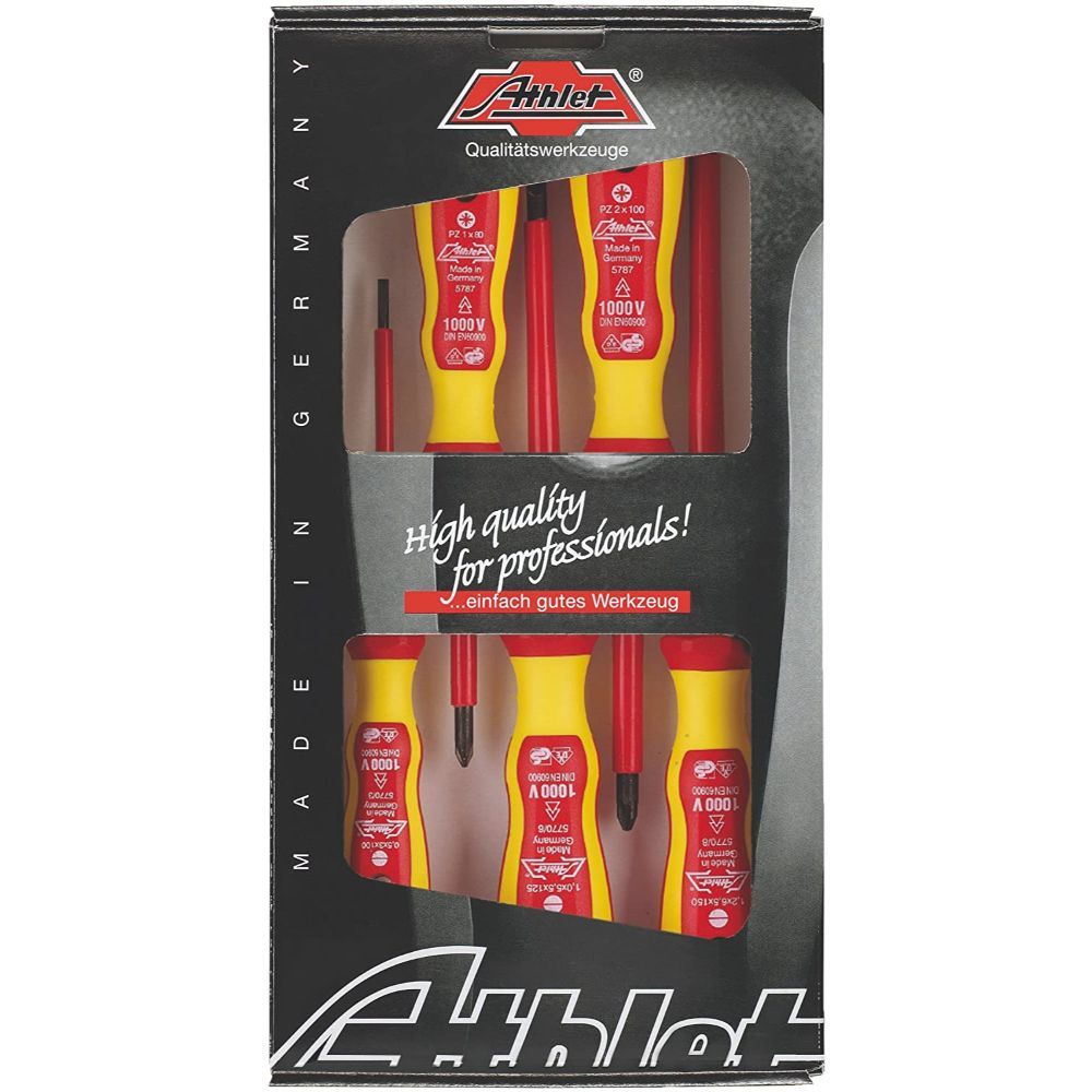 Комплект изолирани отвертки за електротехници, 5 части ATHLET