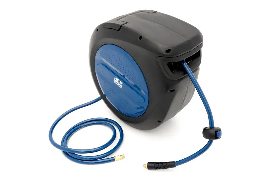 Макара с маркуч 30 м със заключване и автоматично прибиране, въртящ се държач 180° HBM