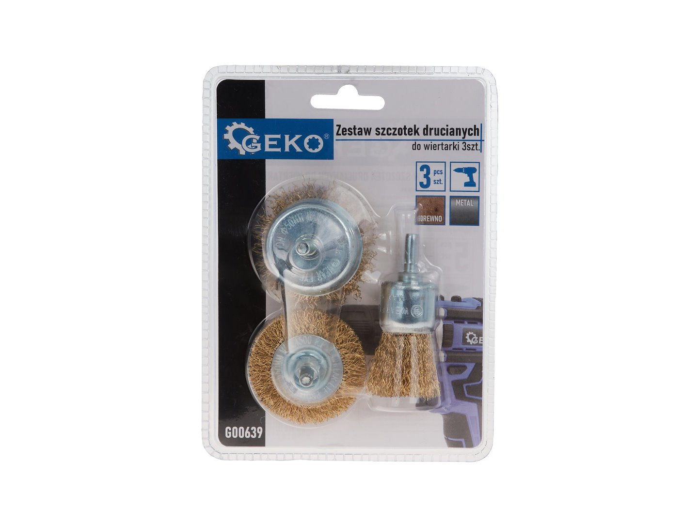 Комплект 3 кръгли телени четки с накрайник за бормашина