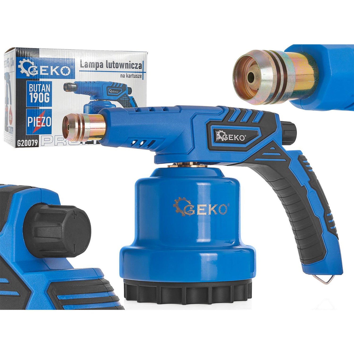 Газова лампа за запояване на метал с пиезо 190 г, регулируем пламък 1200°C - GEKO