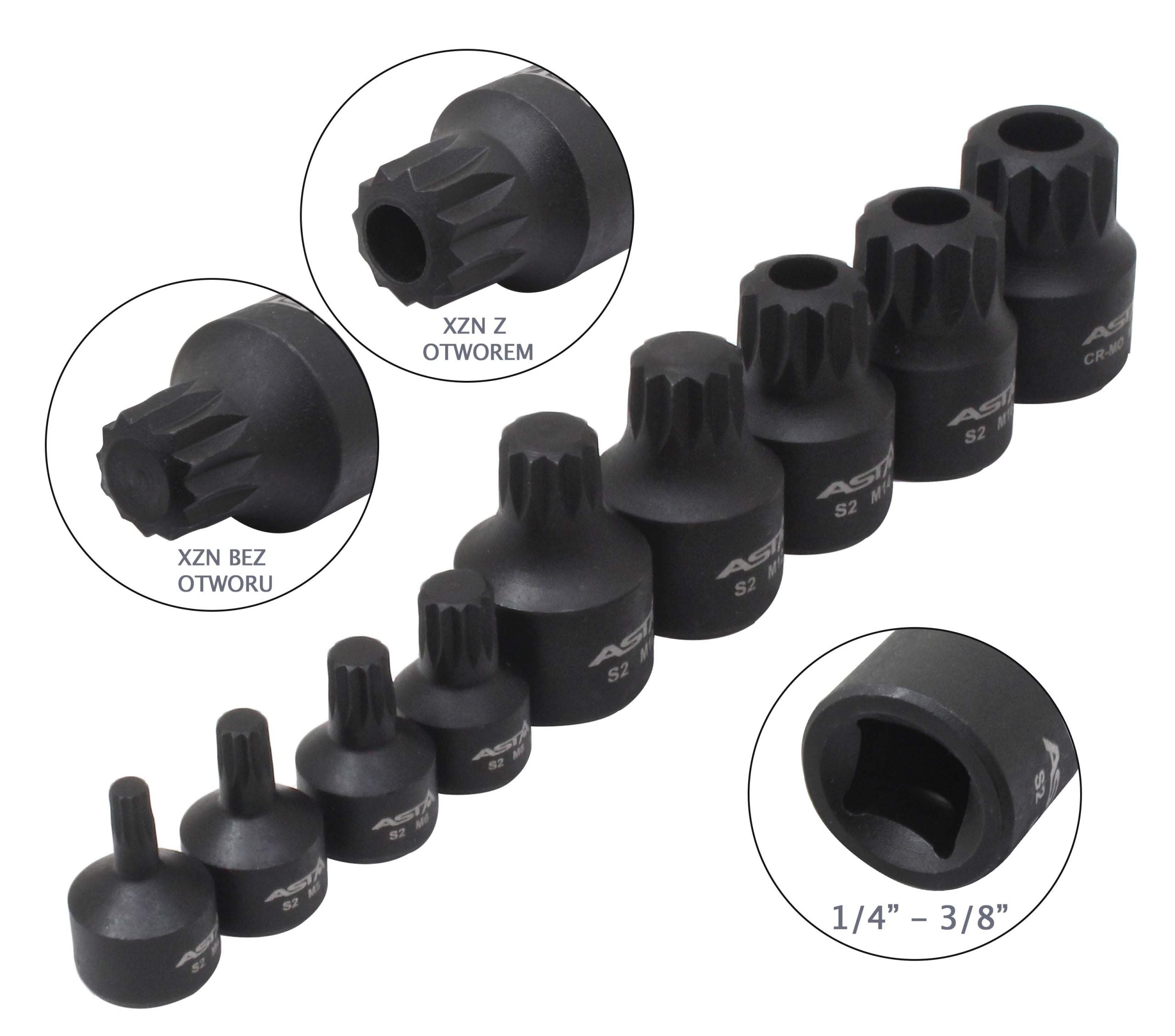 Комплект ключове бита M4-M18 XZN ударни 1/4 - 3/8 9 бр.