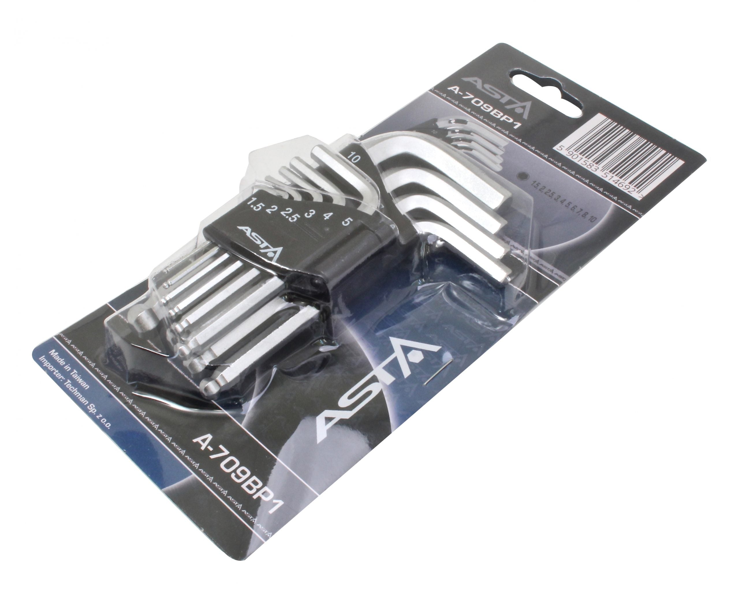 Комплект имбус шестостен тип L с топче H1.5-H10 ASTA POLAND