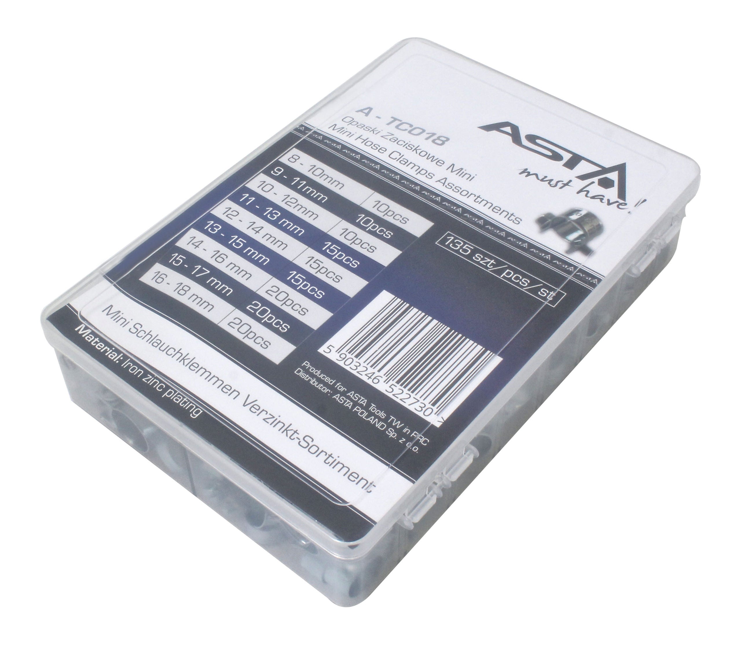 Комплект 135 метални мини скоби за маркуч