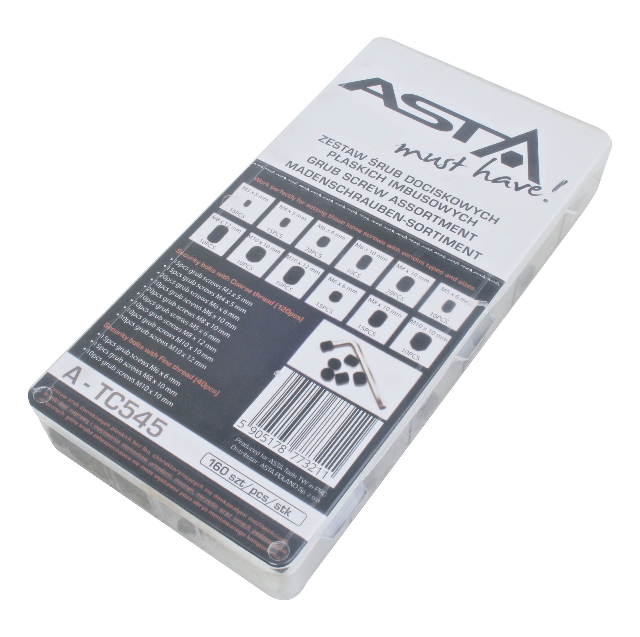 Комплект щифтове с резба имбус 160 бр.