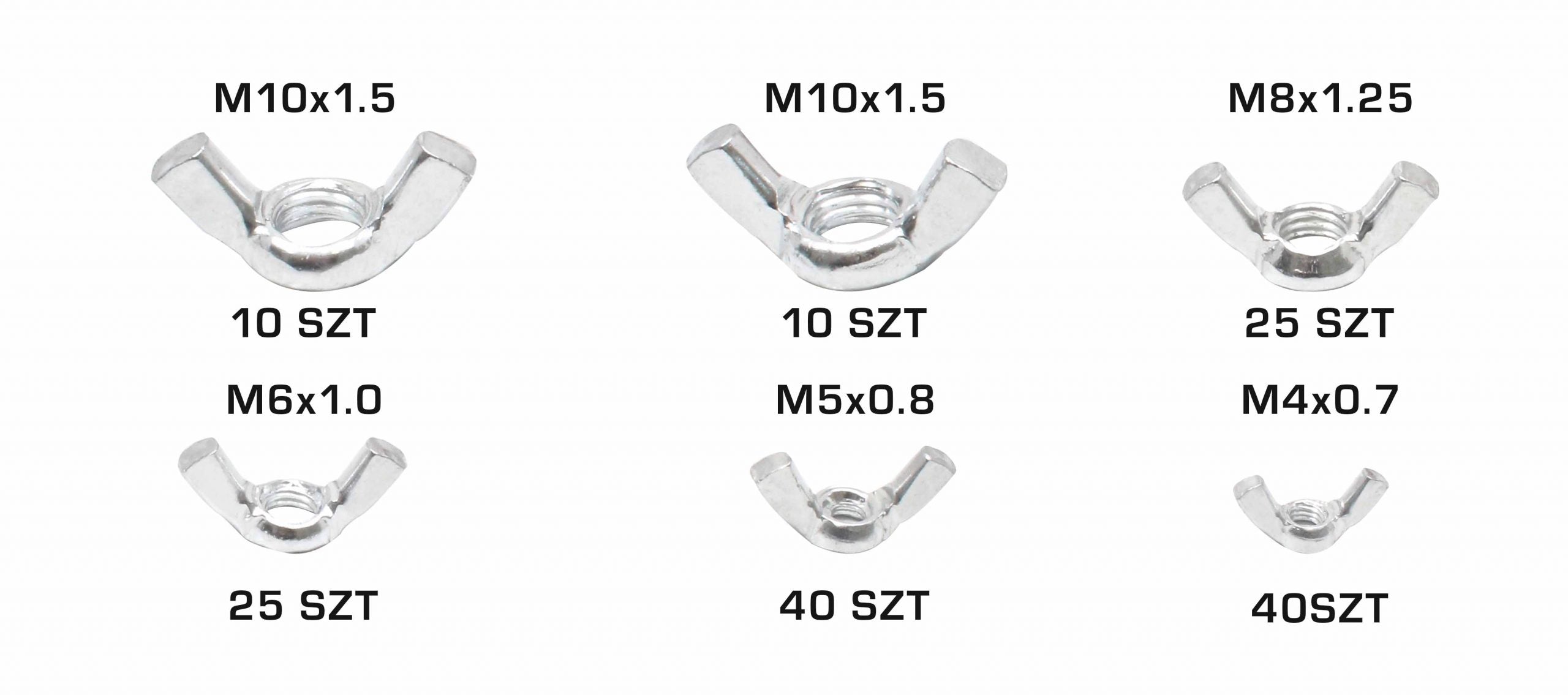 Комплект гайки тип пеперуда 150 бр. M4-M10