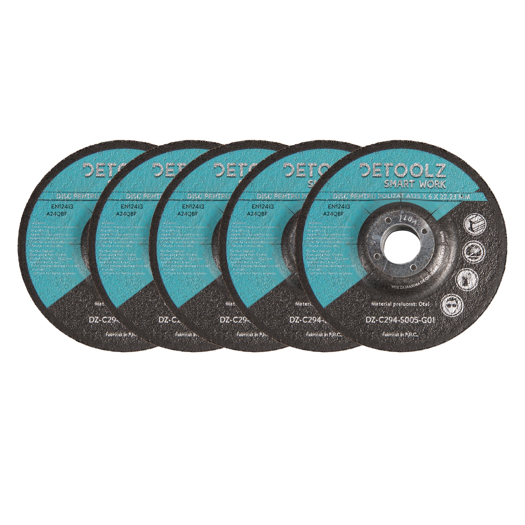 Комплект 5 бр. диск за полиране с диаметър 125*22.2MM дебелина 6MM DETOOLZ