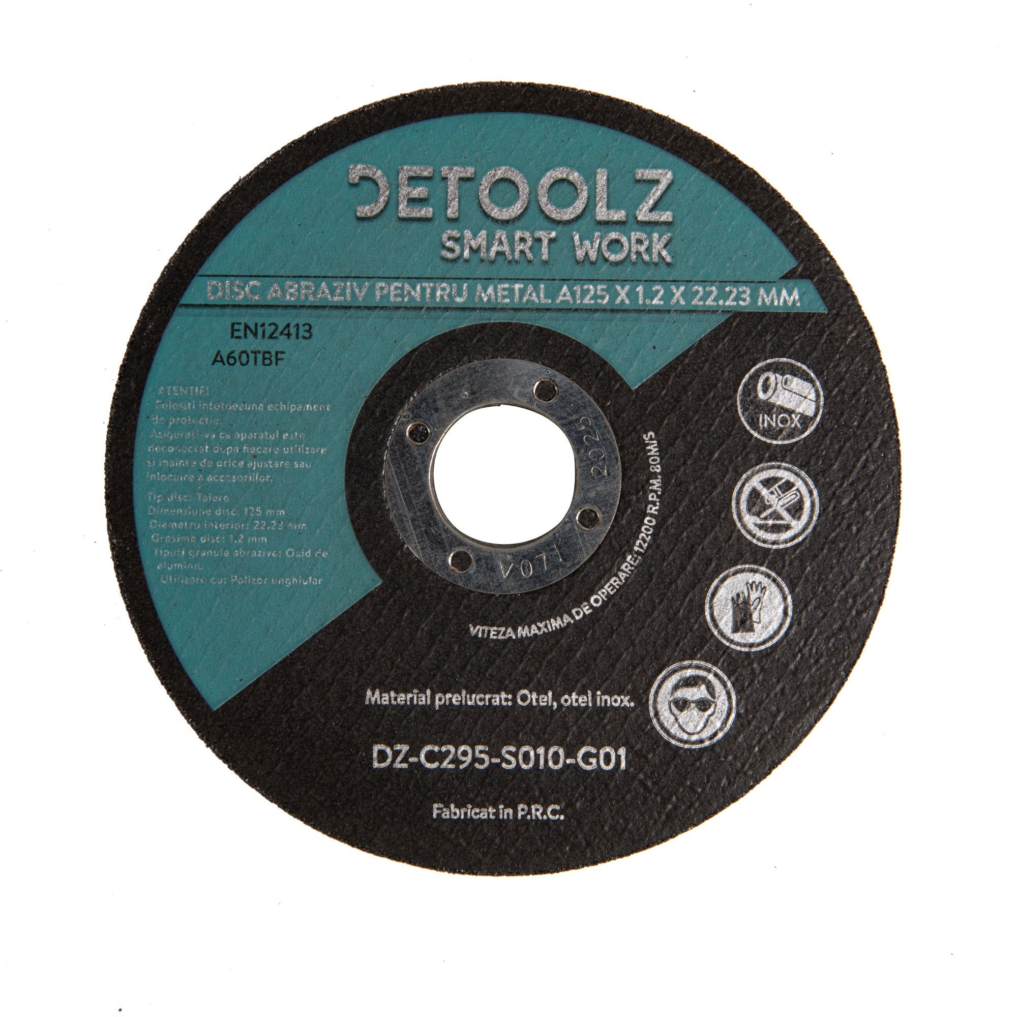 Комплект 10 бр. абразивен диск за метал с диаметър 125 MM DETOOLZ