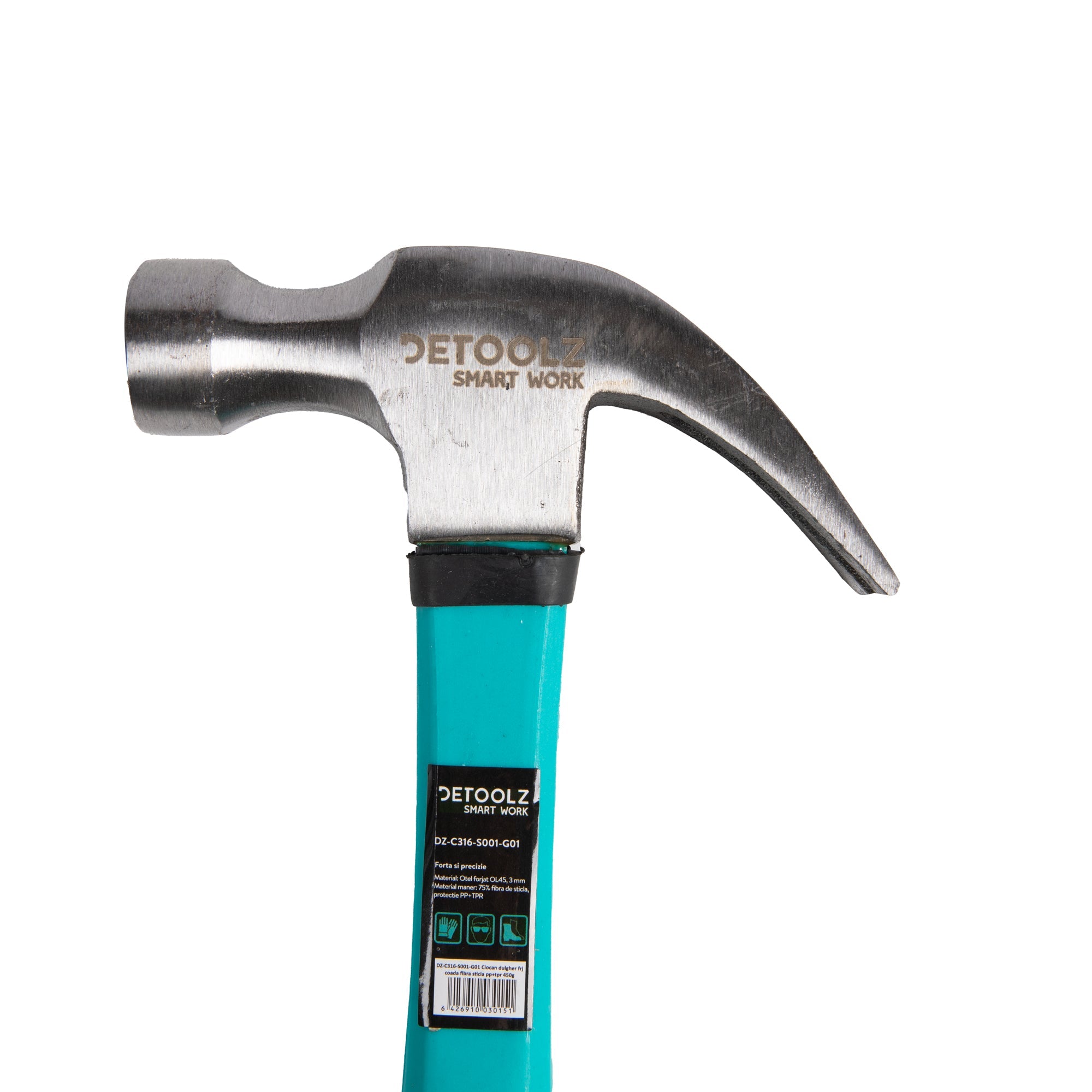 Кован дърводелски чук с дръжка от фибростъкло 450гр