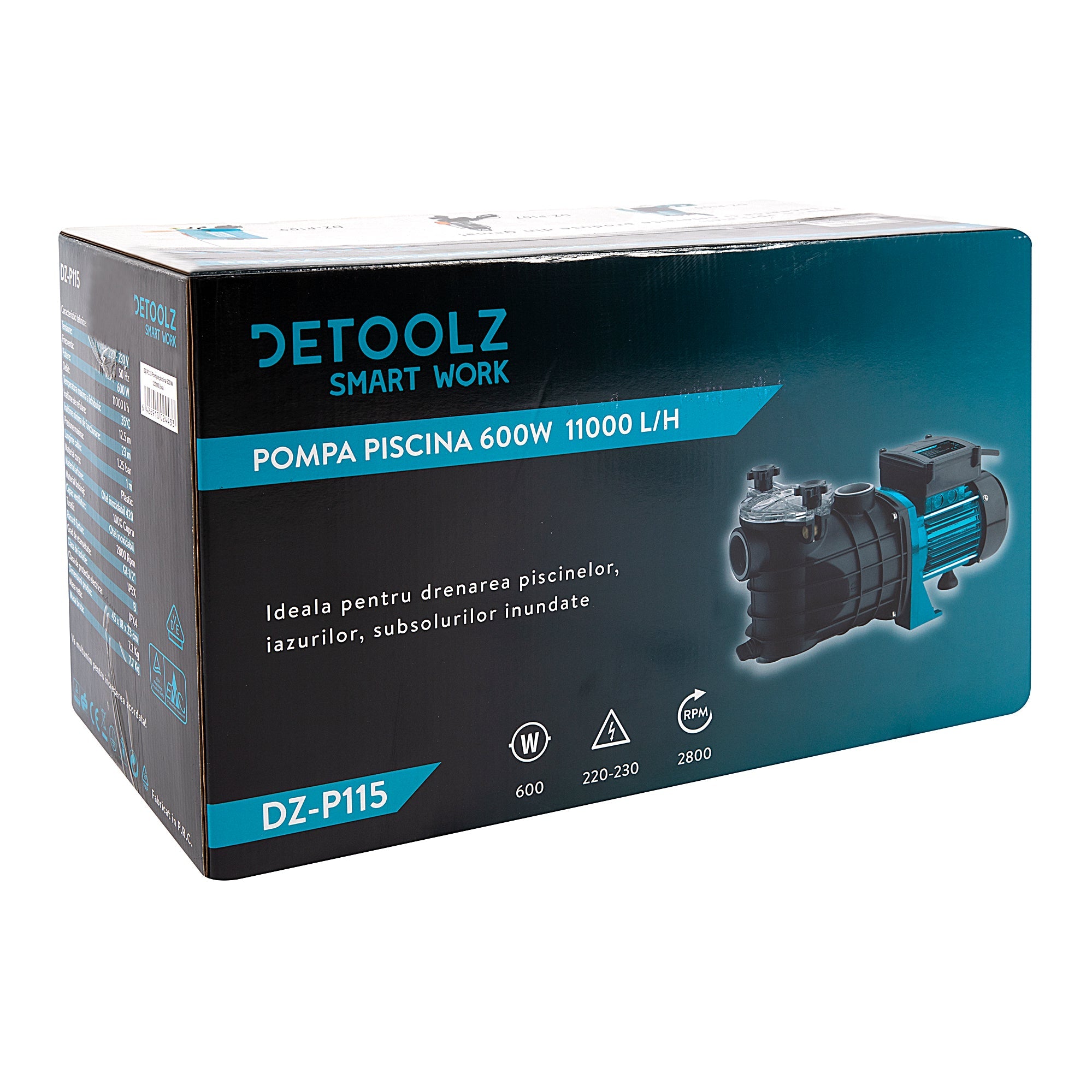 Помпа за басейн 600W дебит 11000л/час DETOOLZ