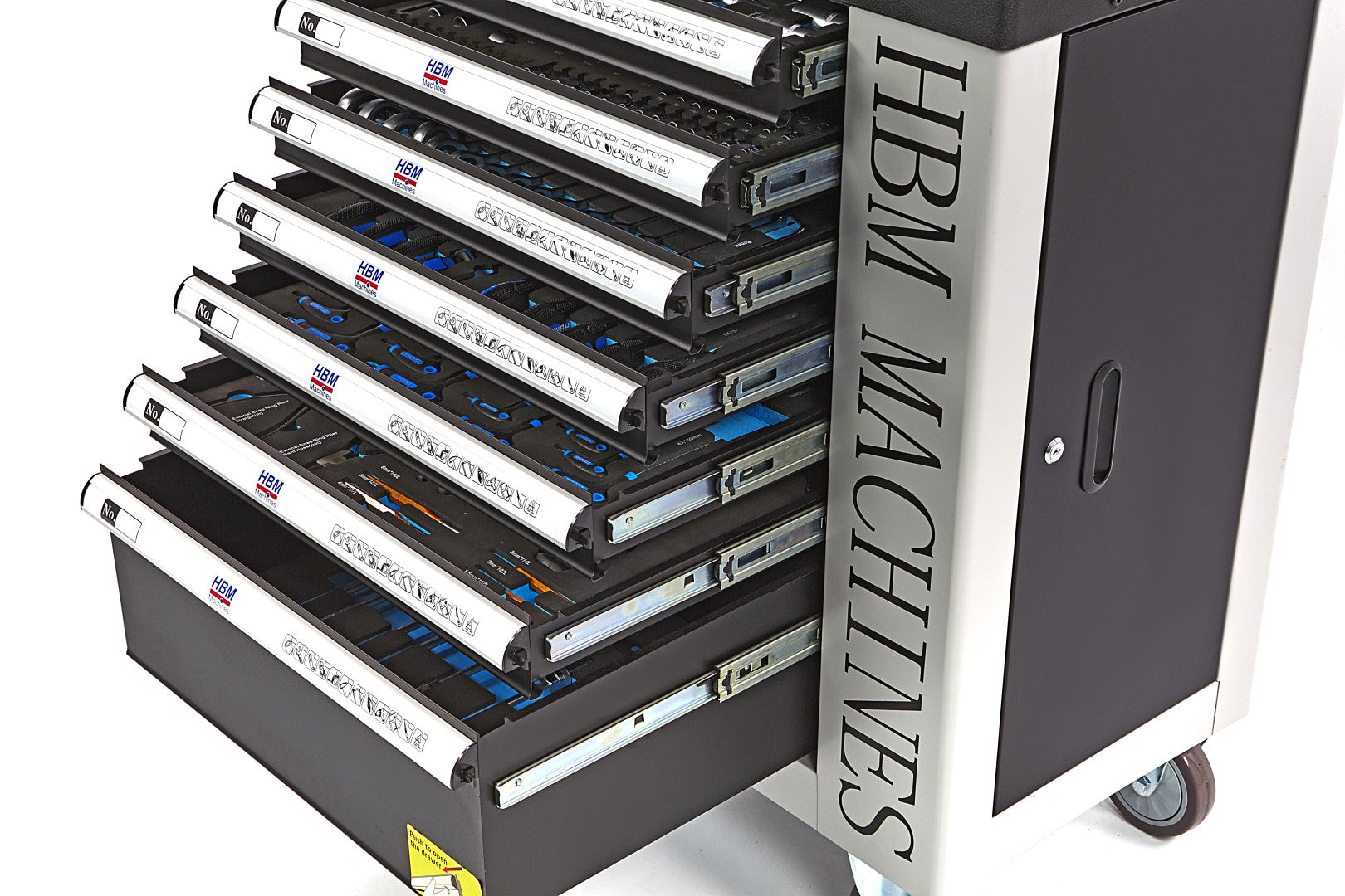 Професионален шкаф с инструменти НВМ със 7 чекмеджета, 262 броя, 7 модула карбон - Premium, Холандия