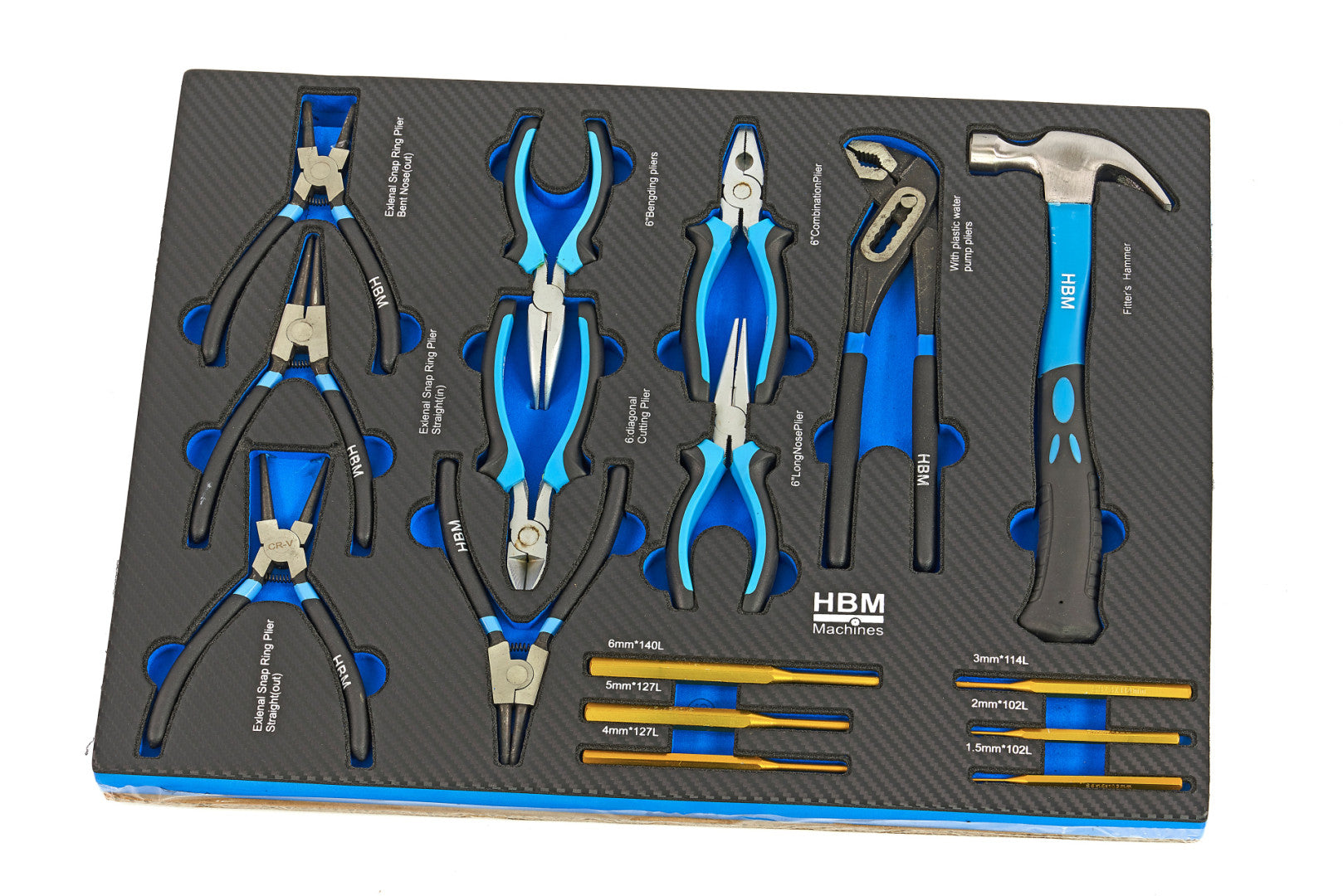 Професионален шкаф с инструменти НВМ със 7 чекмеджета, 262 броя, 7 модула карбон - Premium, Холандия