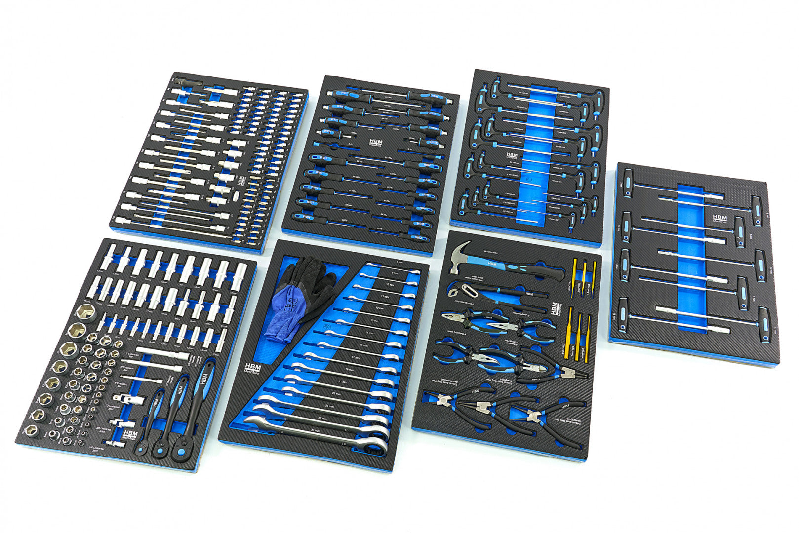 Професионален шкаф с инструменти НВМ със 7 чекмеджета, 262 броя, 7 модула карбон - Premium, Холандия