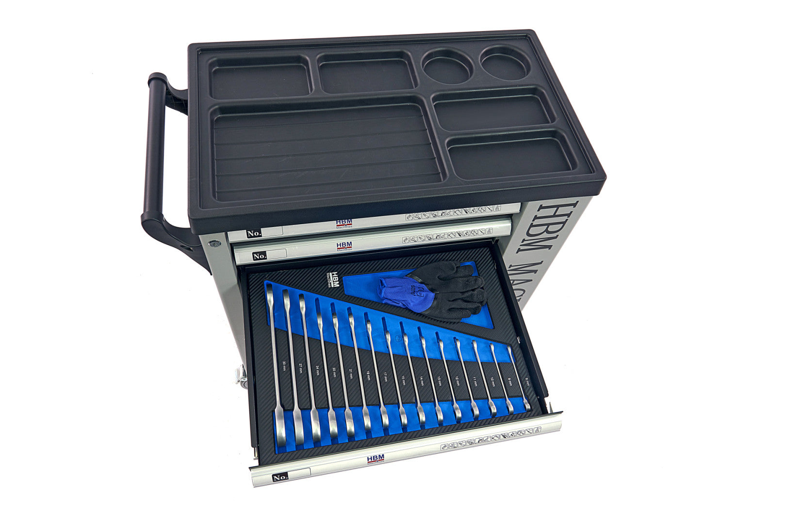Професионален шкаф с инструменти НВМ със 7 чекмеджета, 262 броя, 7 модула карбон - Premium, Холандия