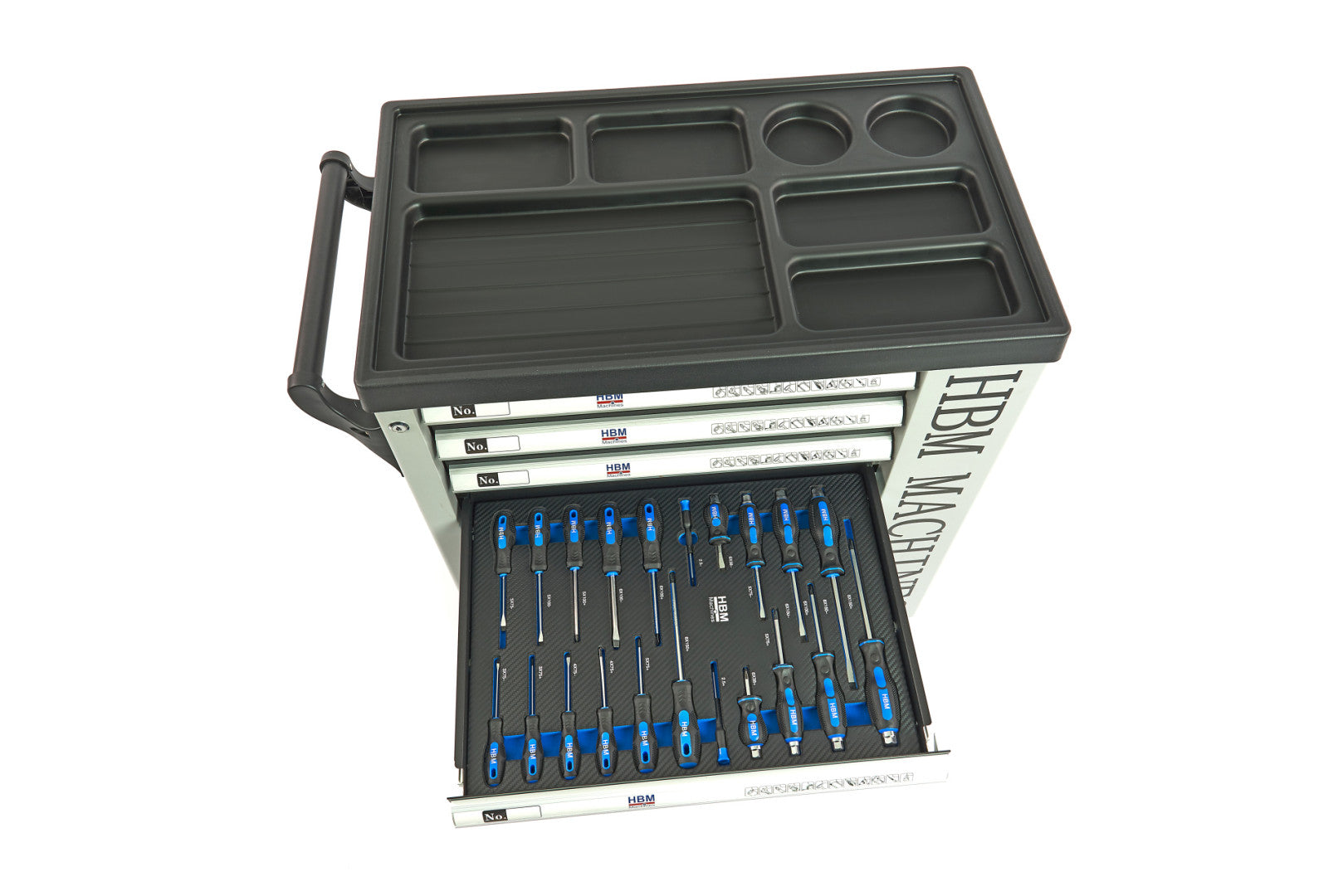 Професионален шкаф с инструменти НВМ със 7 чекмеджета, 262 броя, 7 модула карбон - Premium, Холандия