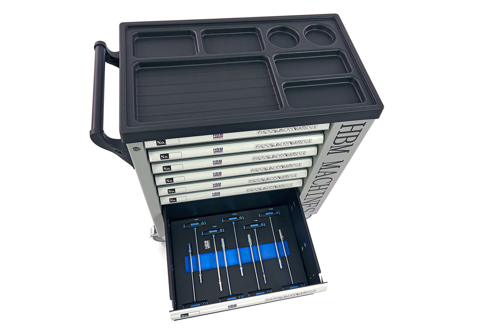 Професионален шкаф с инструменти НВМ със 7 чекмеджета, 262 броя, 7 модула карбон - Premium, Холандия
