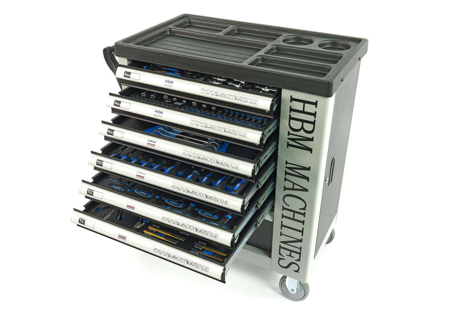 Професионален шкаф с инструменти НВМ със 7 чекмеджета, 262 броя, 7 модула карбон - Premium, Холандия
