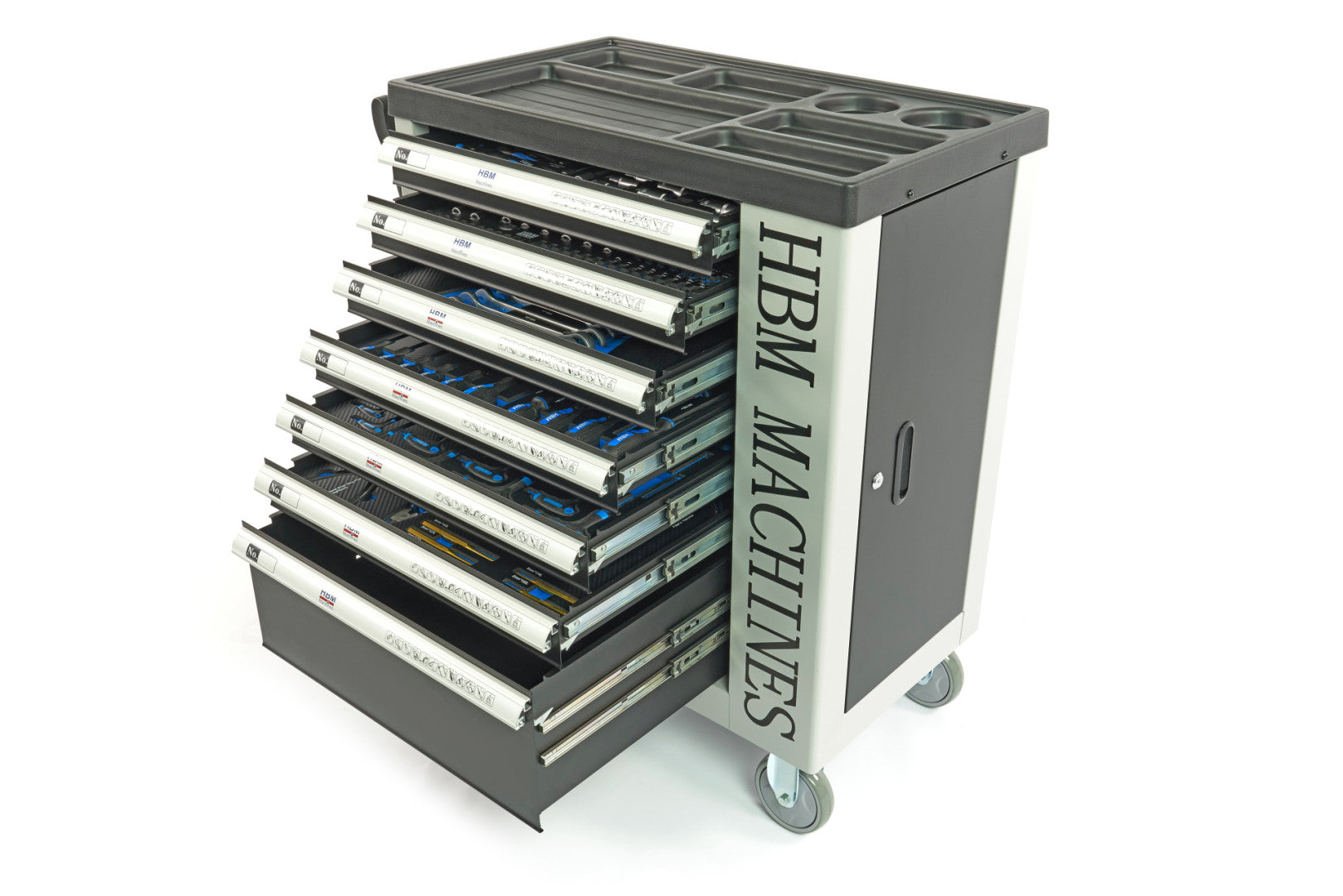 Професионален шкаф с инструменти НВМ със 7 чекмеджета, 262 броя, 7 модула карбон - Premium, Холандия