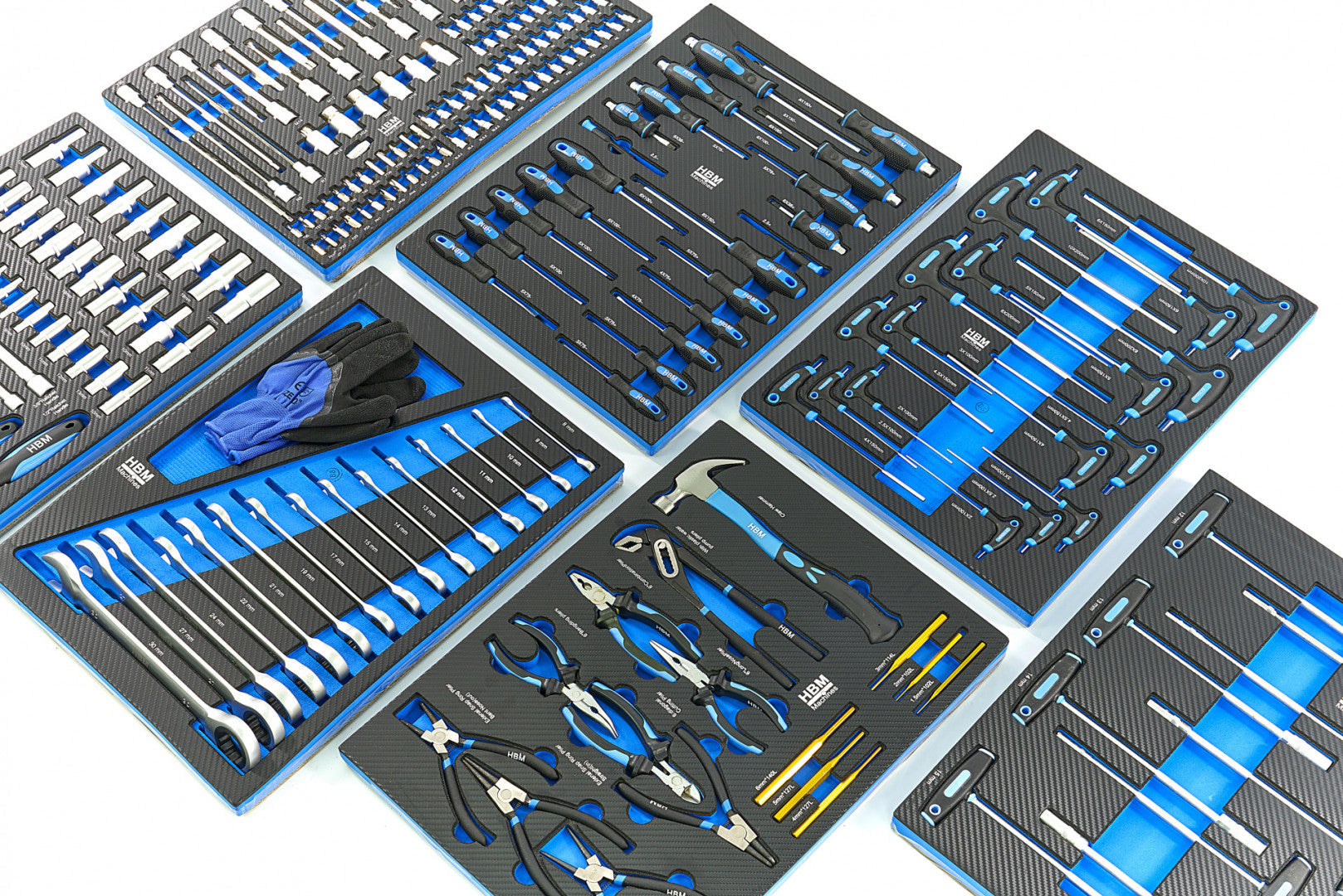 Професионален шкаф с инструменти НВМ със 7 чекмеджета, 262 броя, 7 модула карбон - Premium, Холандия