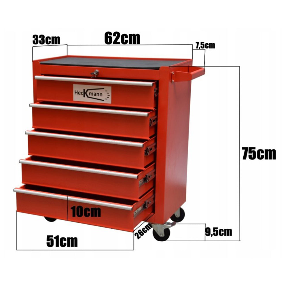 Метален шкаф за инструменти, необорудван, с 5 чекмеджета 75 х 62 х 33 см