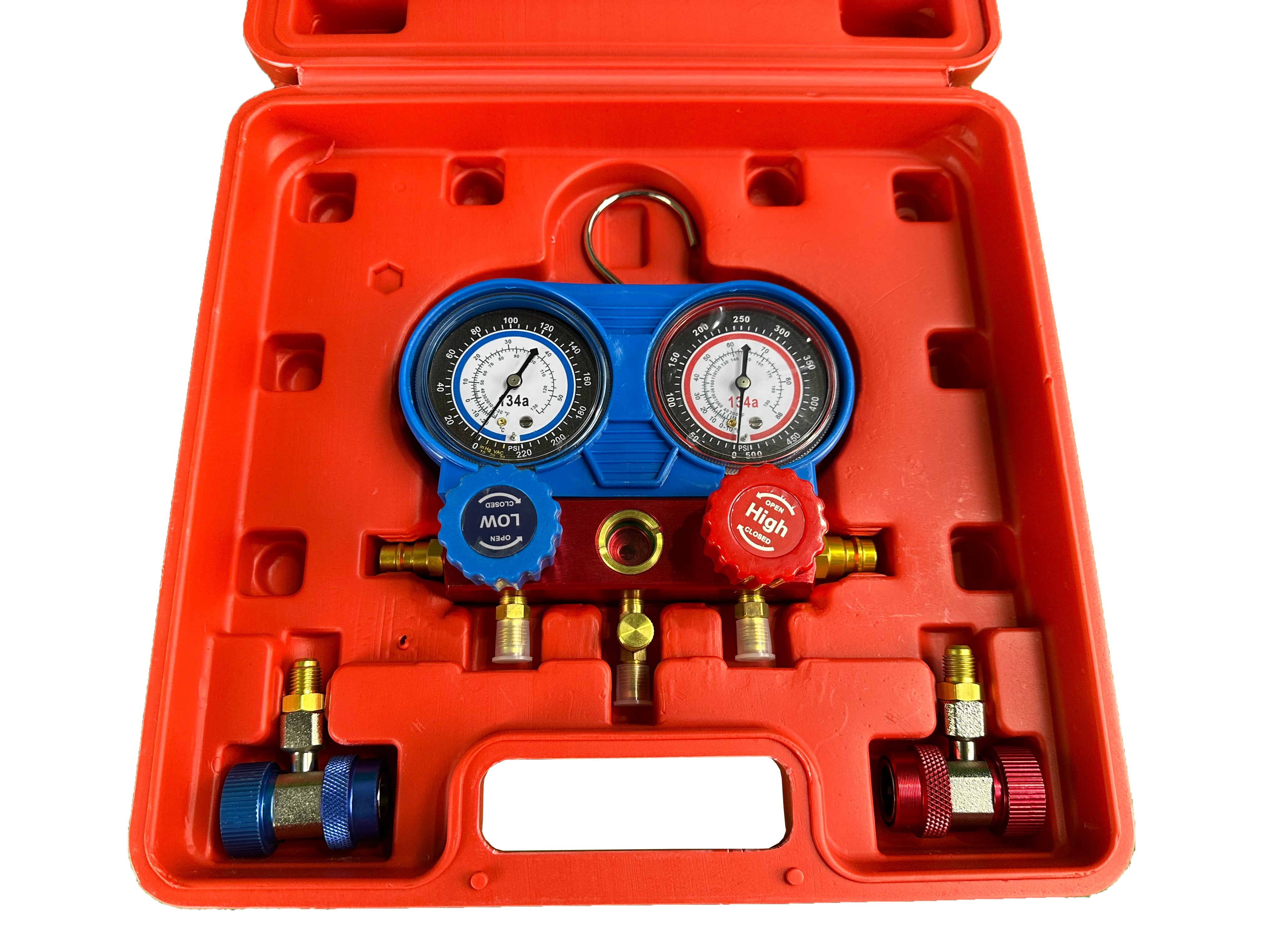 Комплект за проверка на налягане в климатици и зареждане, пълнене на климатични инсталации GEBO TOOLS