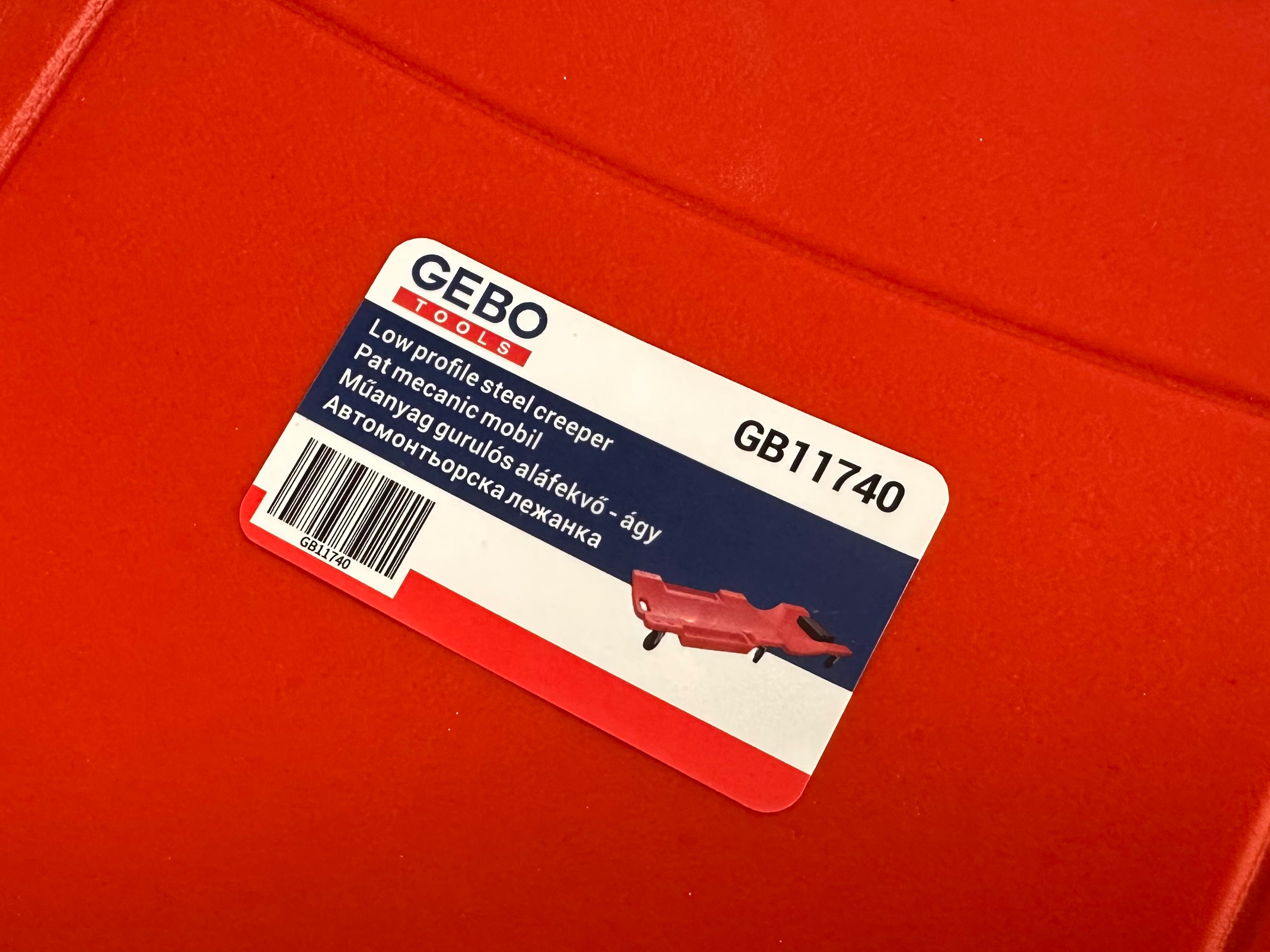 Автомонтьорска подвижна лежанка, червена GEBO TOOLS