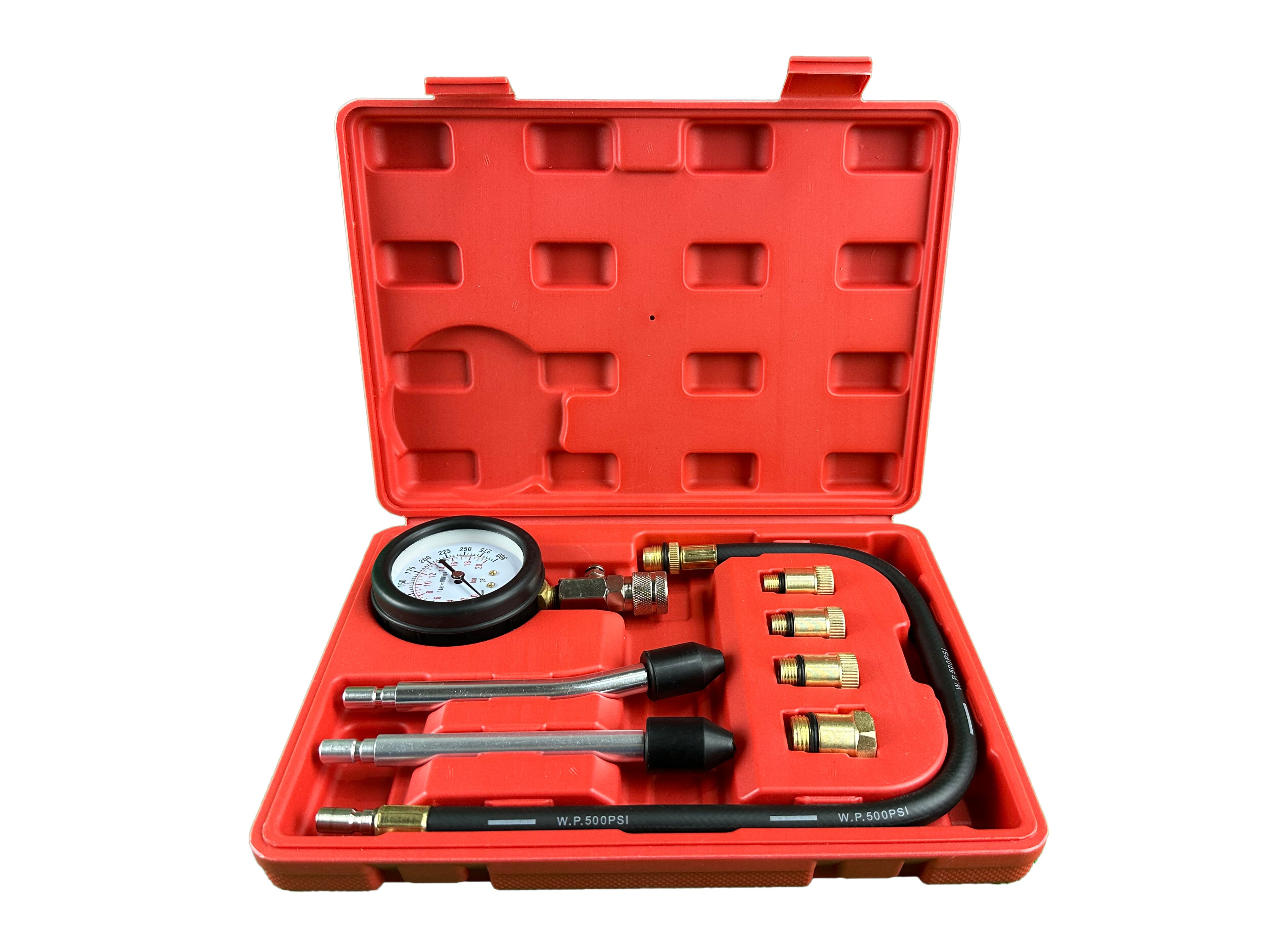 Комплект за измерване на компресия на бензинови двигатели, 8 части GEBO TOOLS
